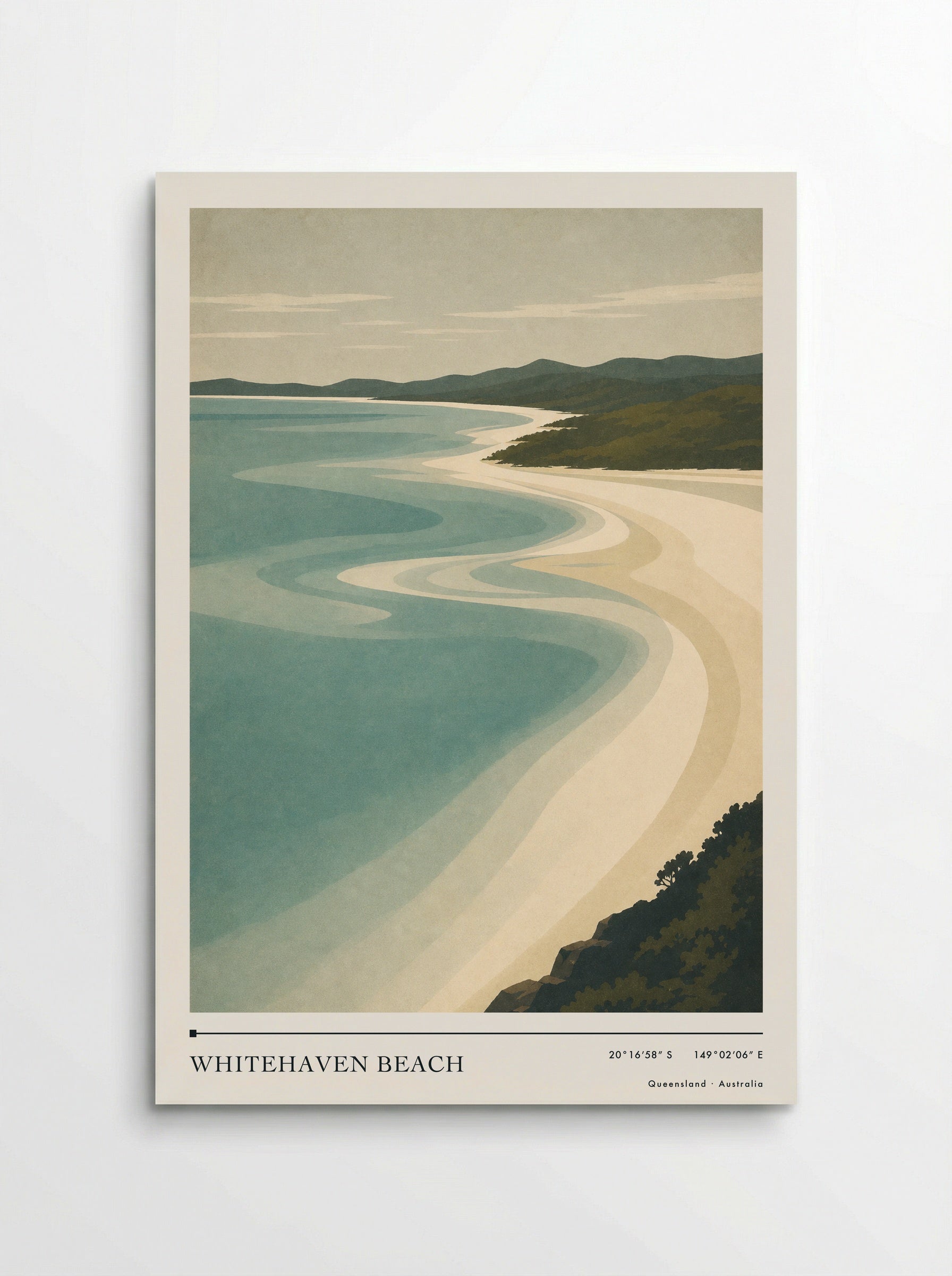 Whitehaven Beach Travel Poster Artwork - Poster