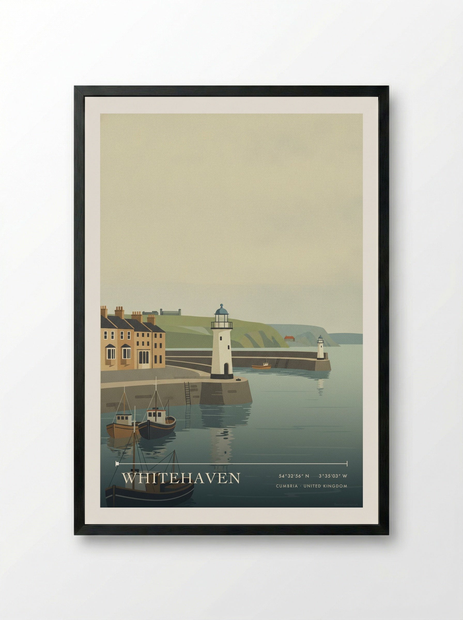Whitehaven Cumbria United Kingdom Travel Poster - Framed Print Black
