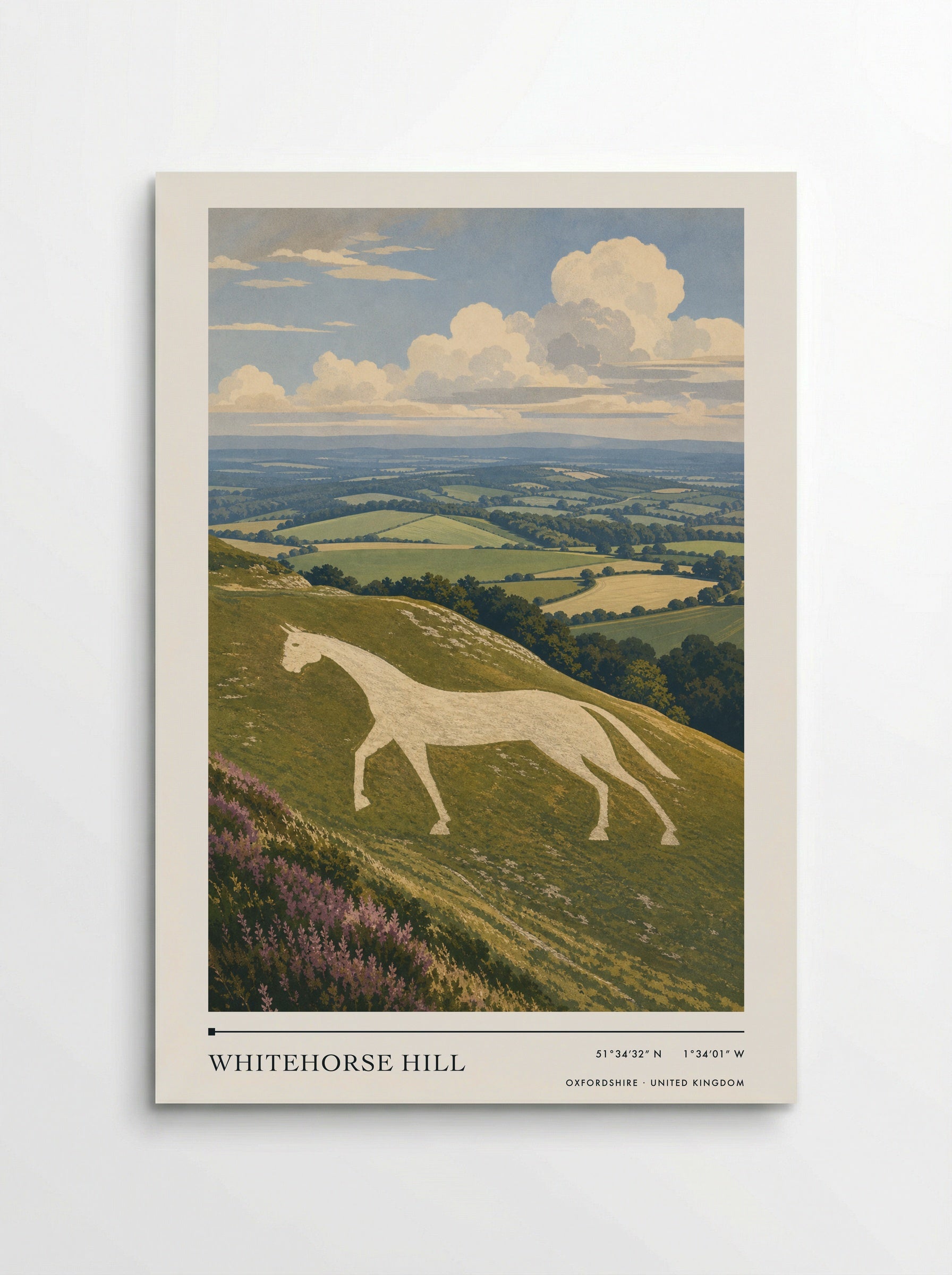 Whitehorse Hill Oxfordshire United Kingdom Travel Poster - Poster