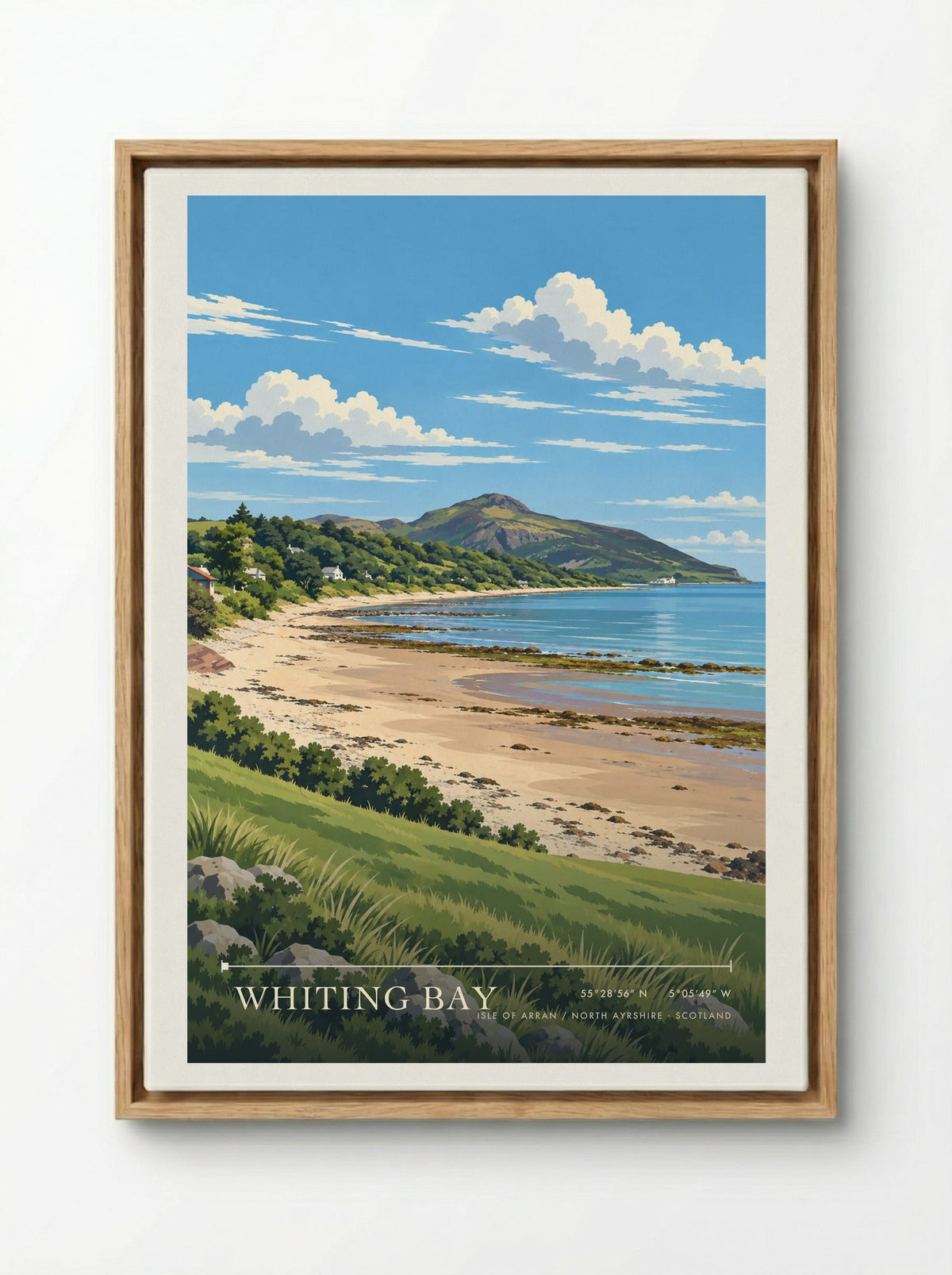 Whiting Bay, Isle of Arran / North Ayrshire | Travel Poster - Framed Canvas Wood