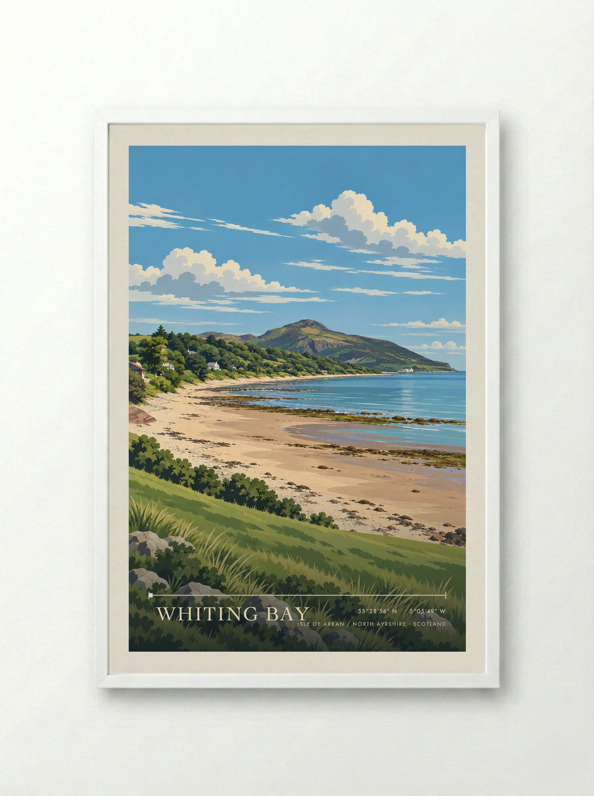 Whiting Bay, Isle of Arran / North Ayrshire | Travel Poster - Framed Print White