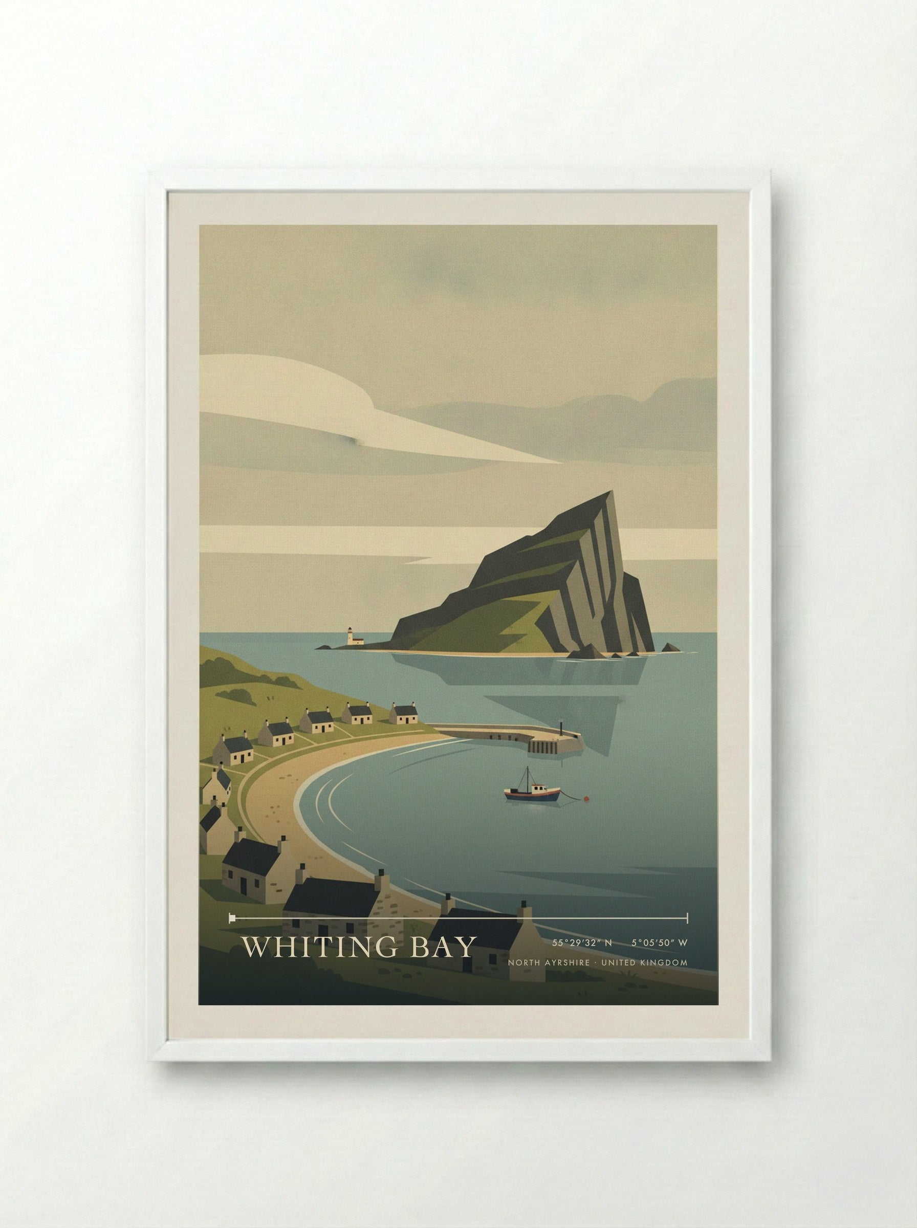 Whiting Bay North Ayrshire United Kingdom Travel Poster - Framed Print White