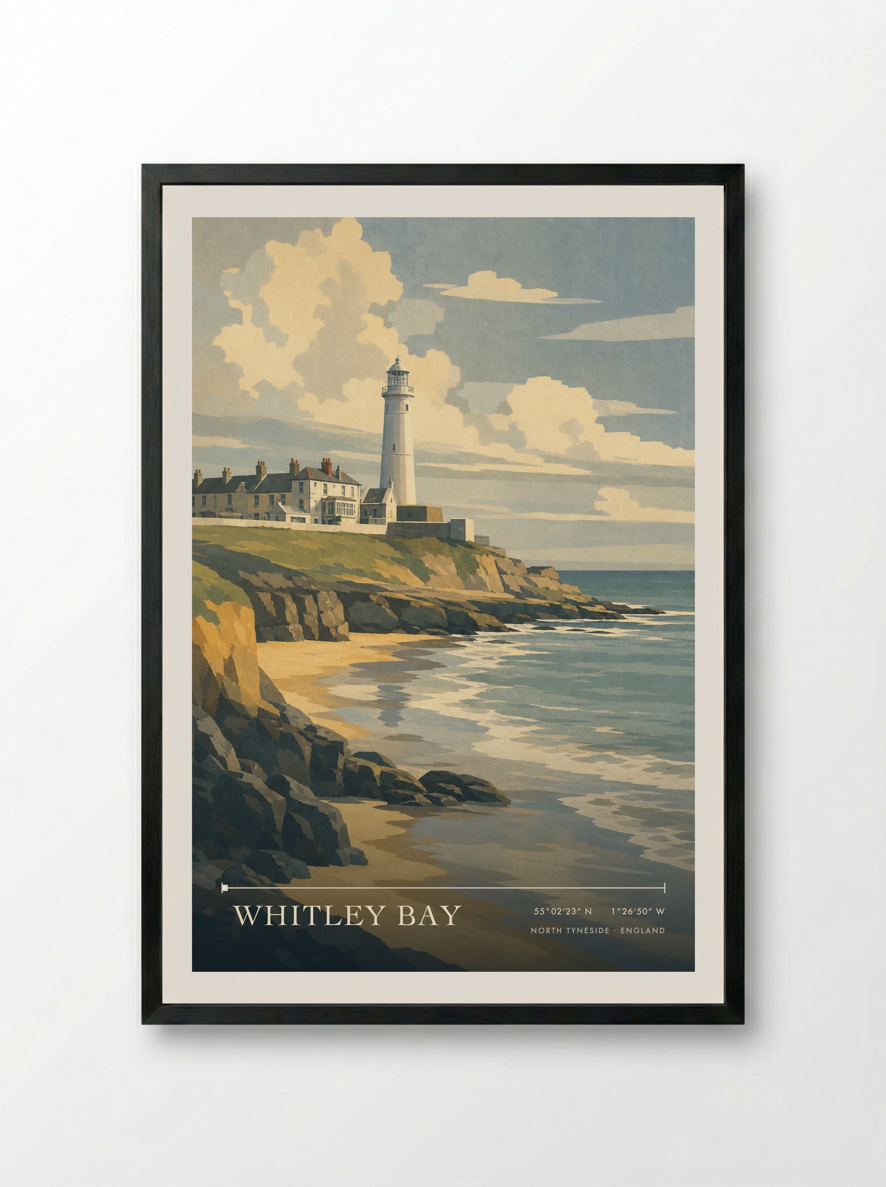 Whitley Bay North Tyneside England Travel Poster - Framed Print Black