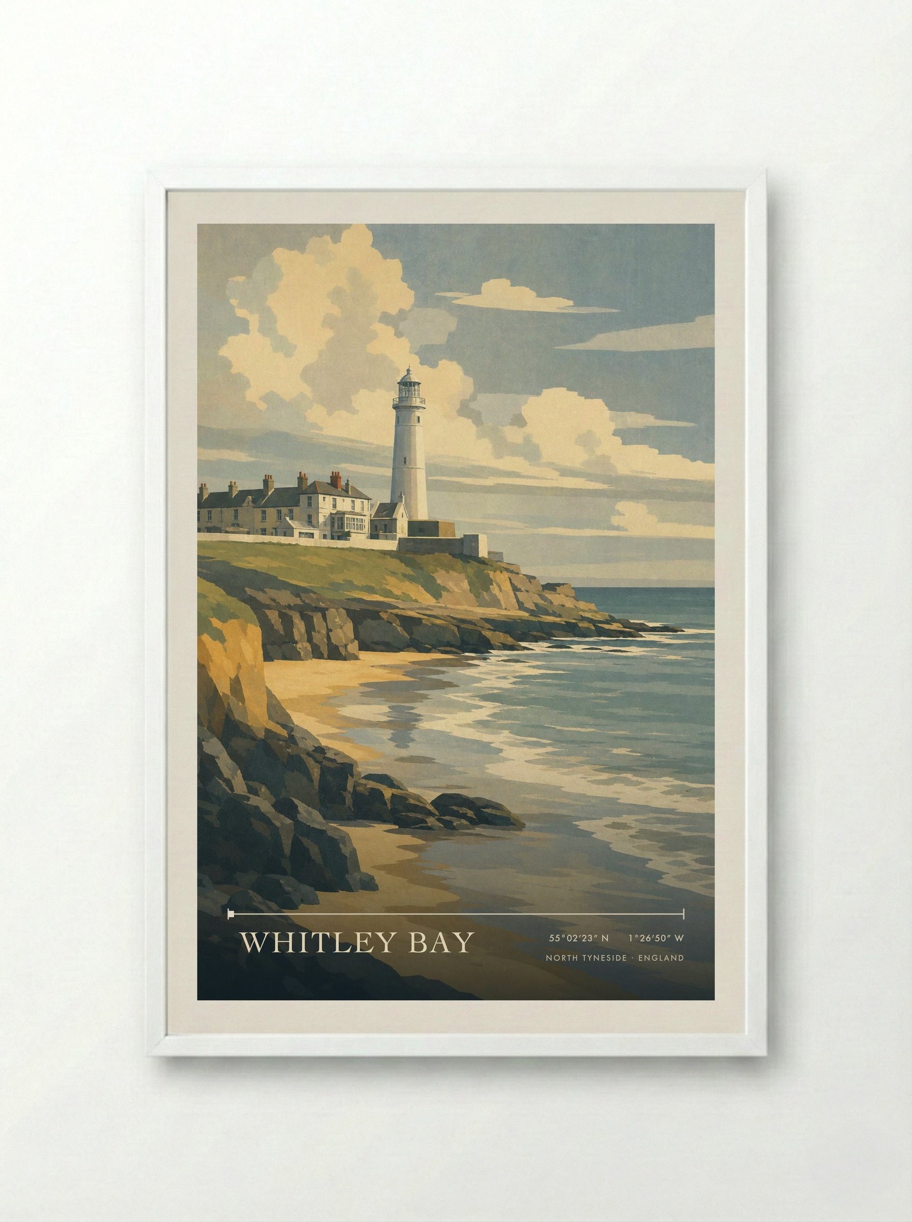 Whitley Bay North Tyneside England Travel Poster - Framed Print White