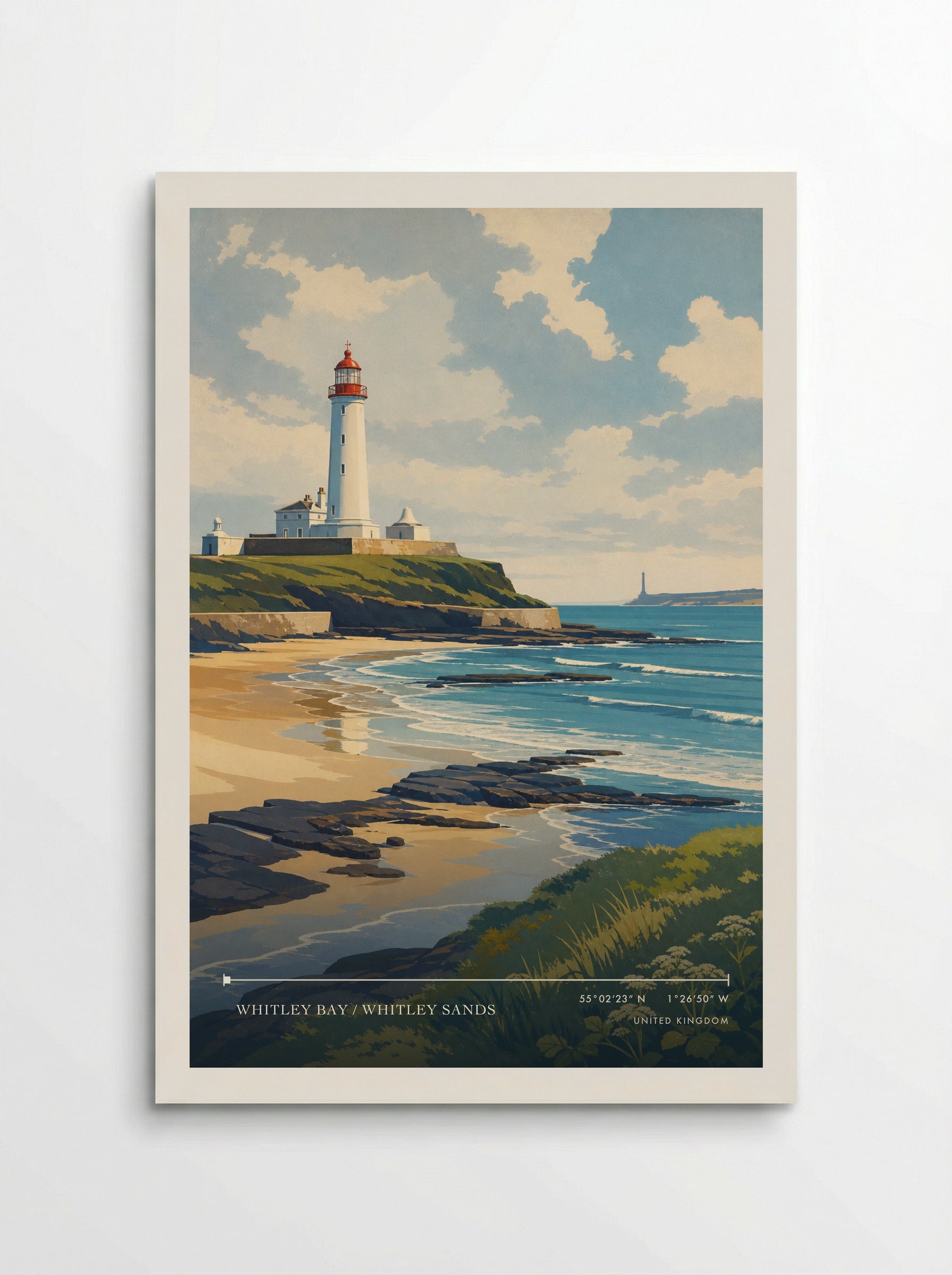 Whitley Bay / Whitley Sands United Kingdom Travel Poster - Poster