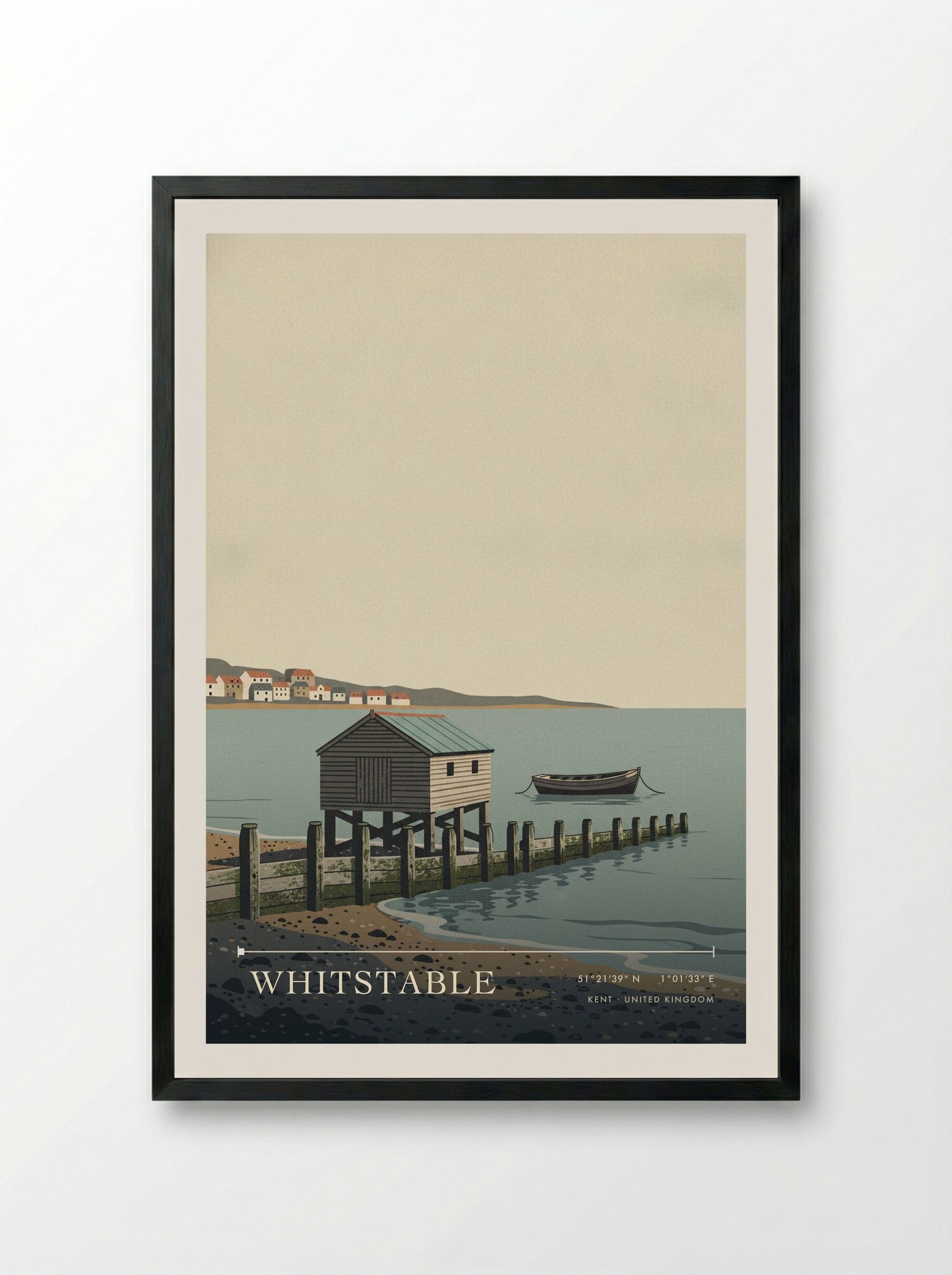 Whitstable Kent United Kingdom Travel Poster - Framed Print Black