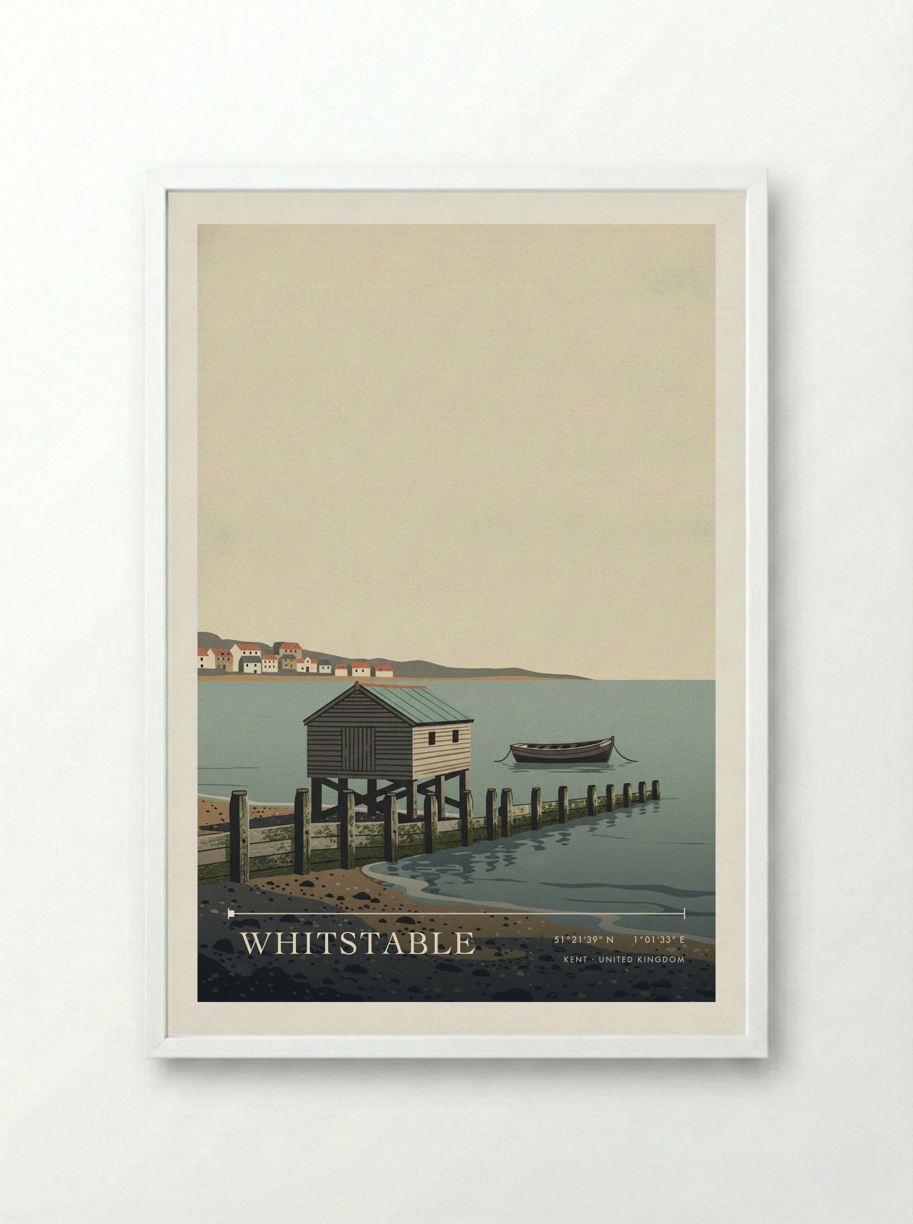 Whitstable Kent United Kingdom Travel Poster - Framed Print White
