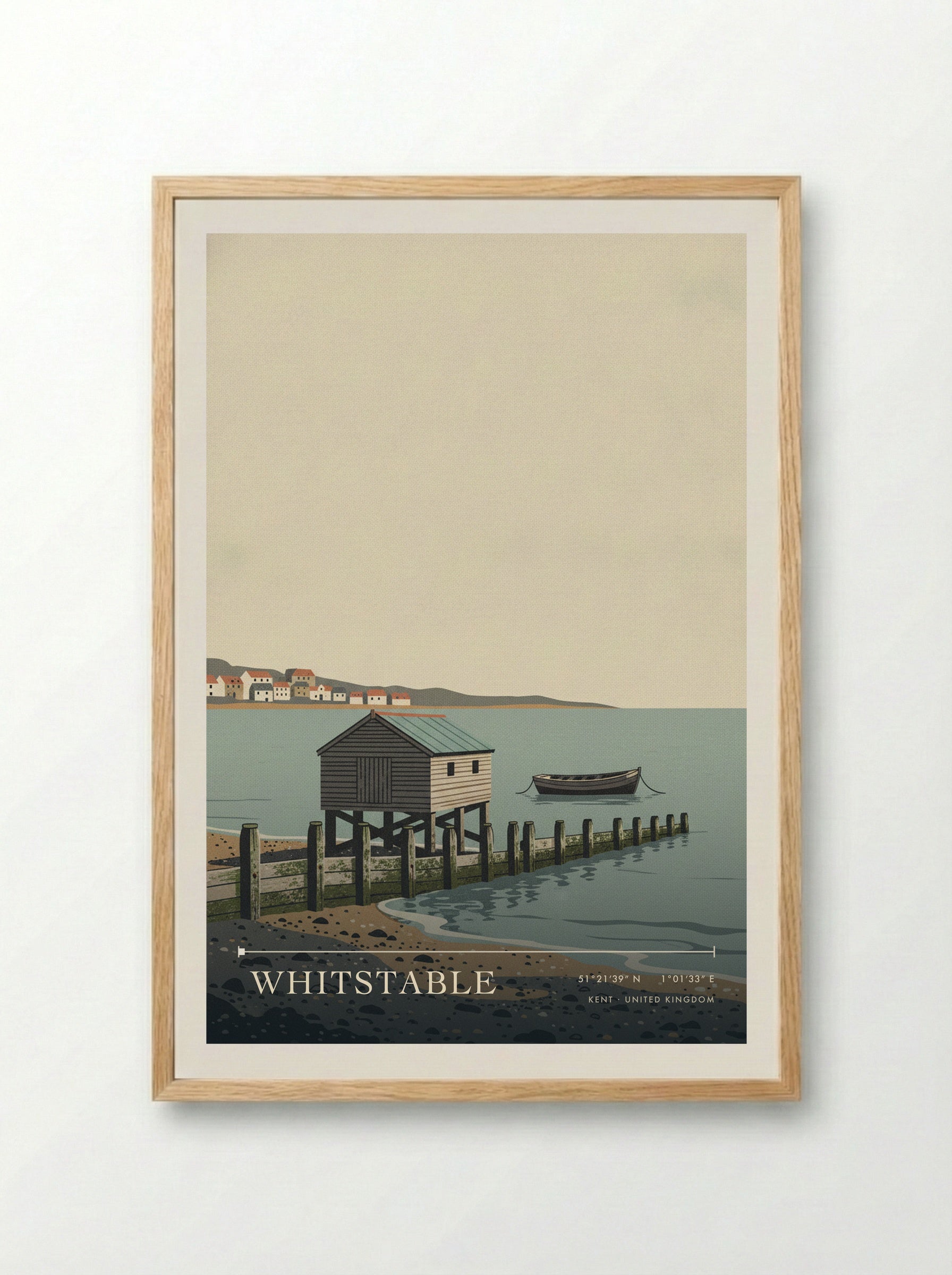 Whitstable Kent United Kingdom Travel Poster - Framed Print Wood