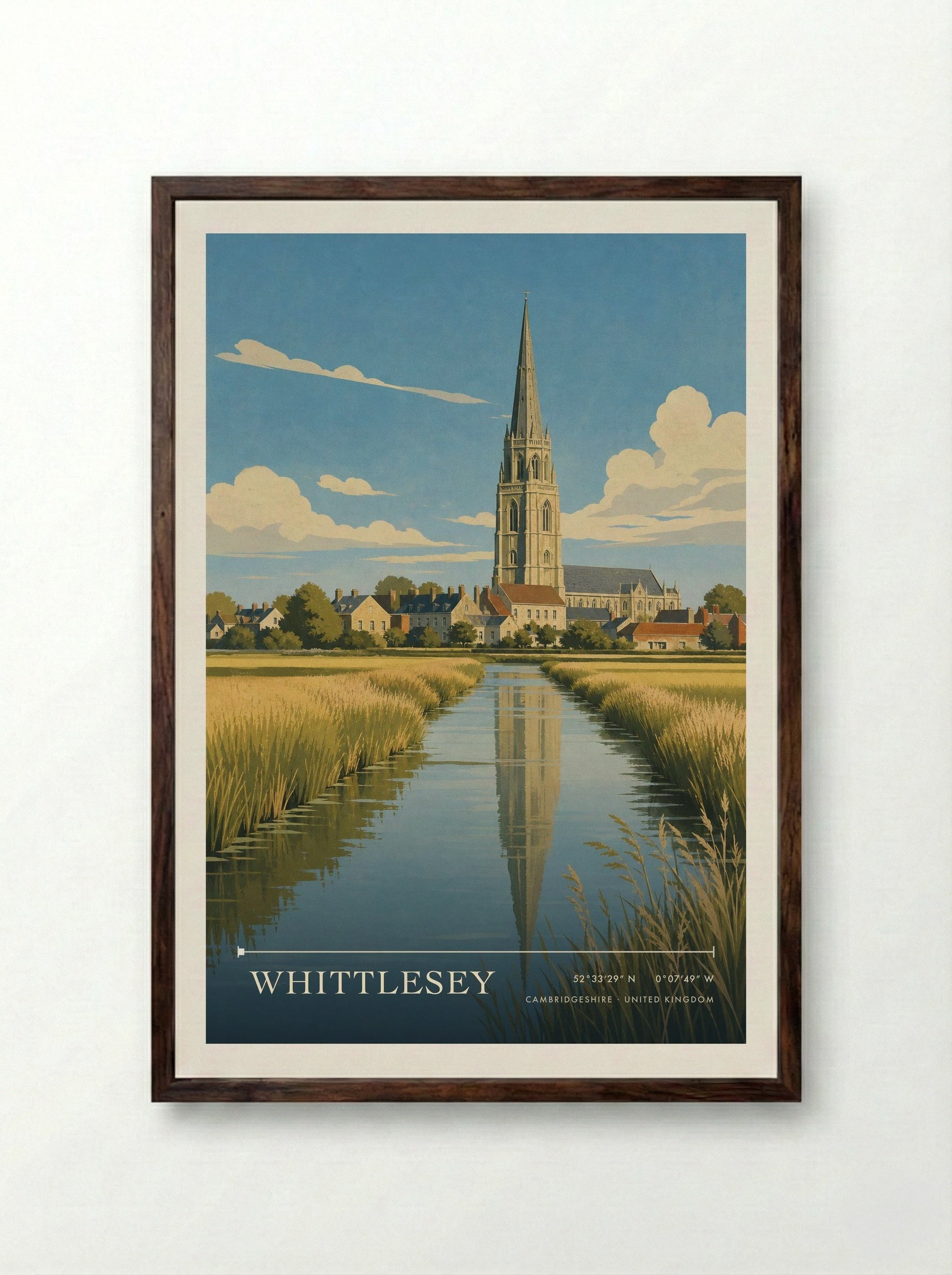 Whittlesey Cambridgeshire United Kingdom Travel Poster - Framed Print Dark Wood