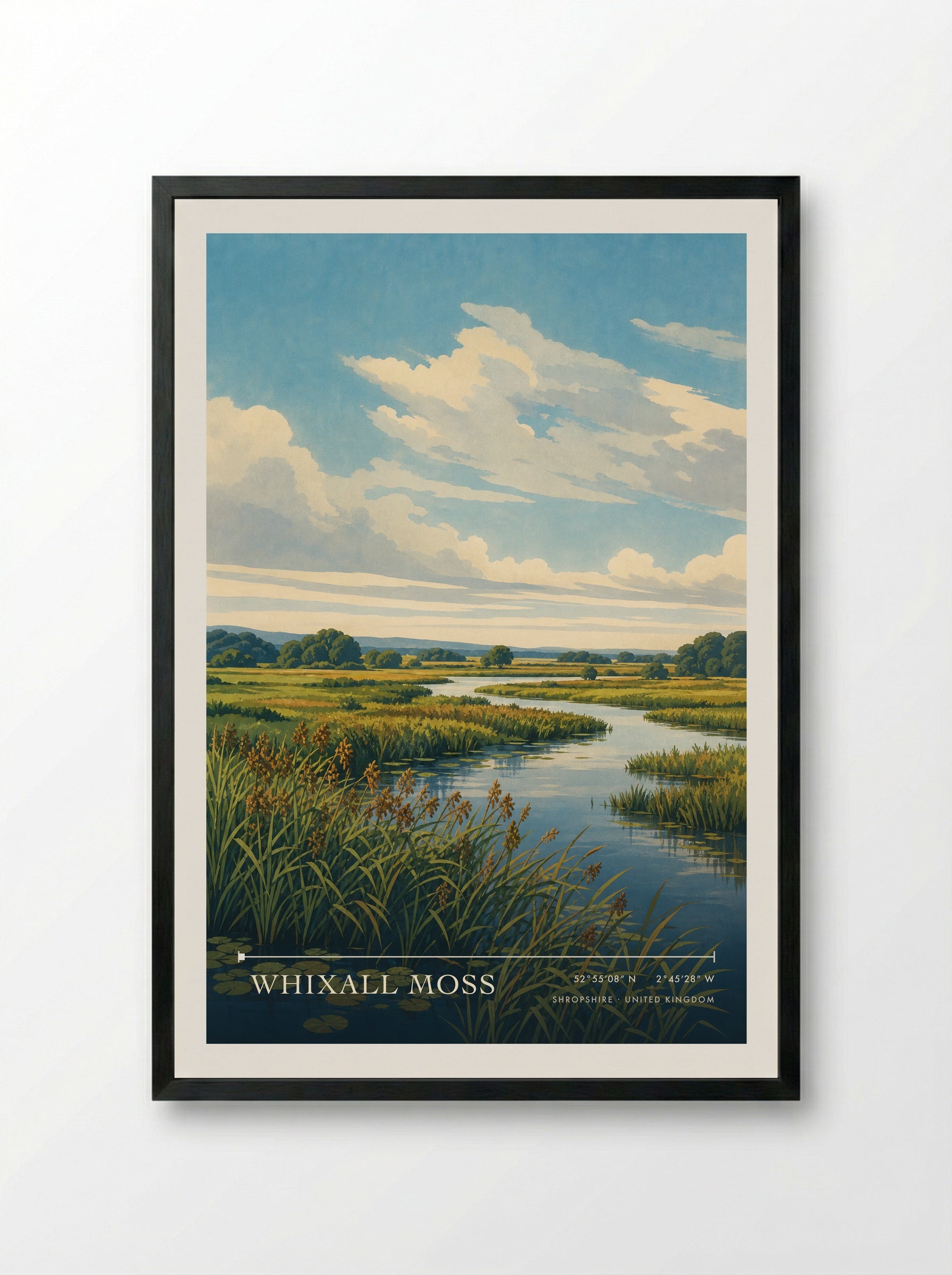 Whixall Moss Shropshire United Kingdom Travel Poster - Framed Print Black