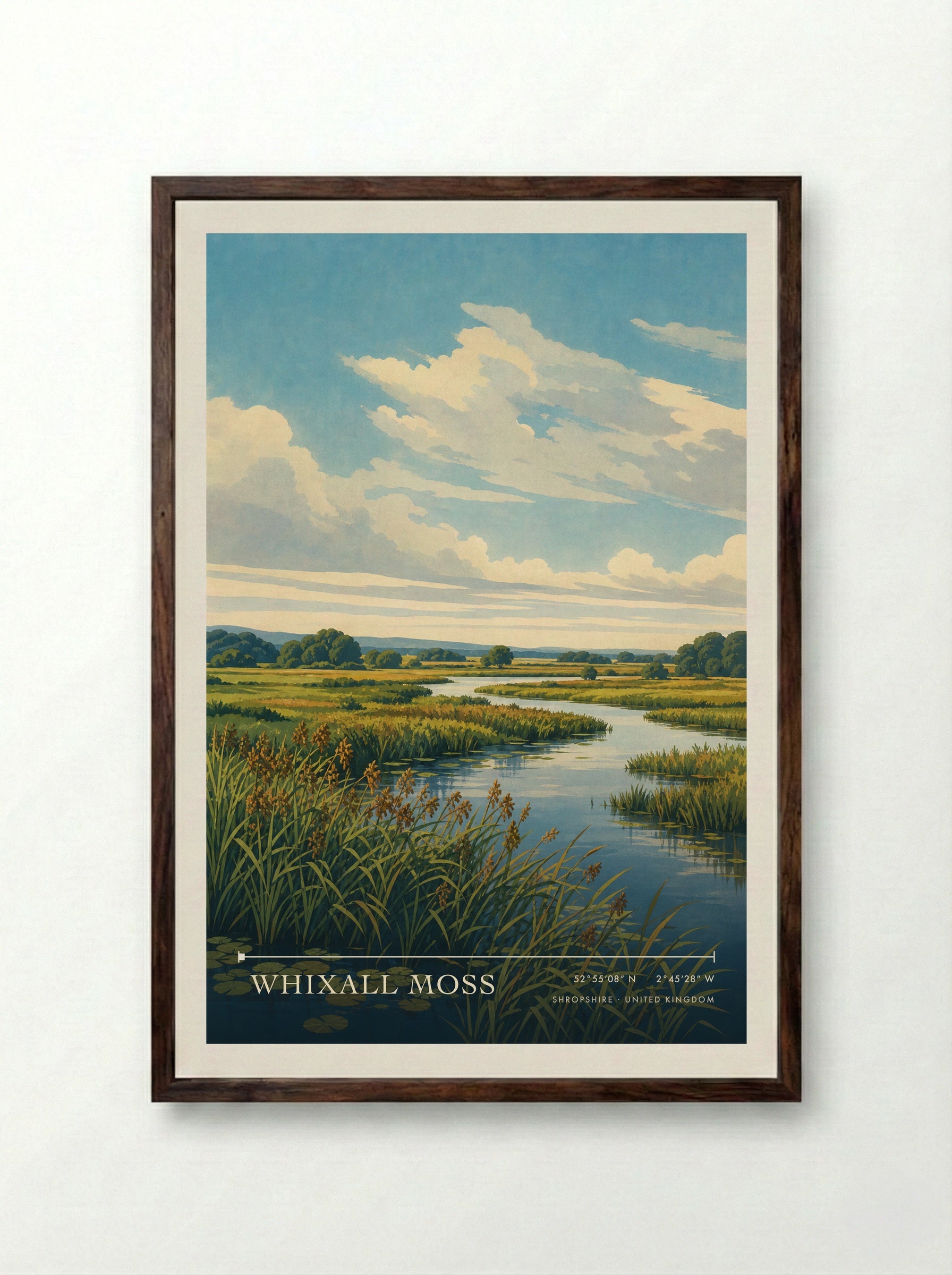Whixall Moss Shropshire United Kingdom Travel Poster - Framed Print Dark Wood