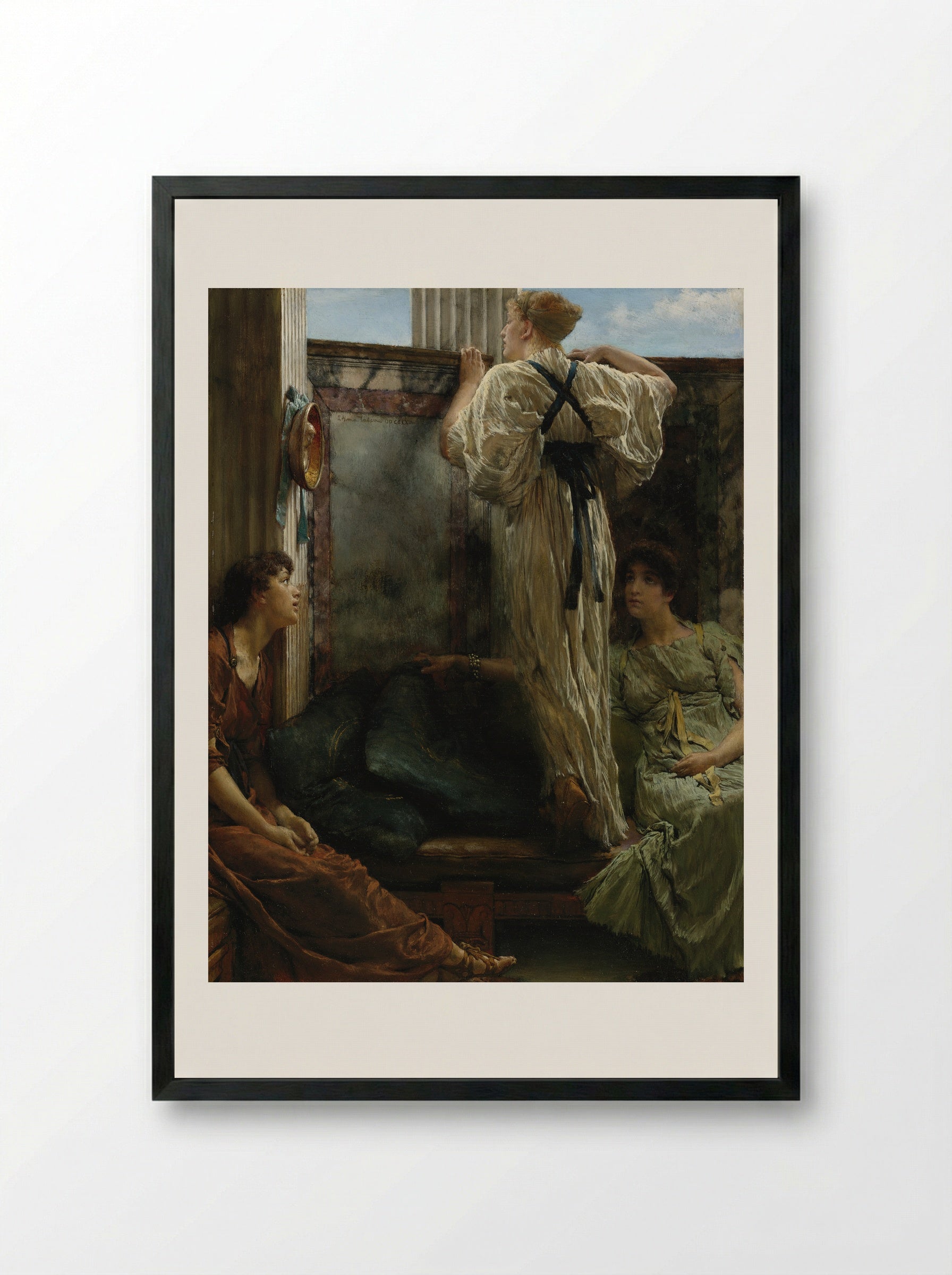 Who is it? - Sir Lawrence Alma-Tadema - Framed Print Black