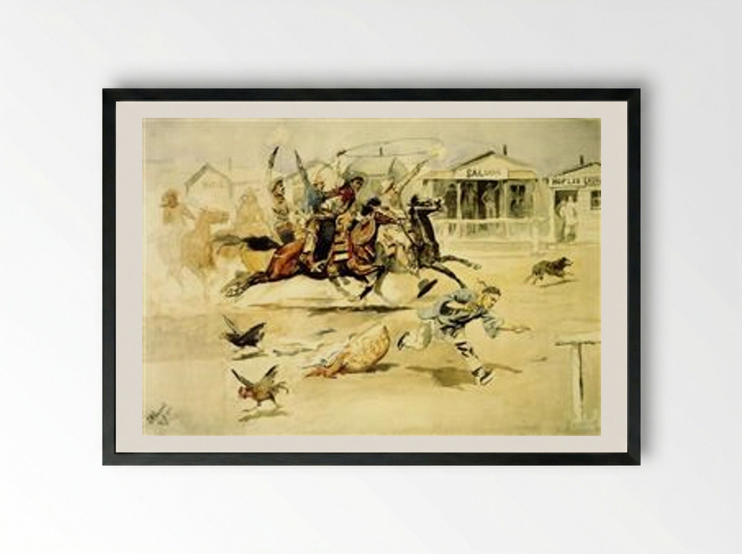 Whooping It Up - Charles M. Russell - Framed Print Black