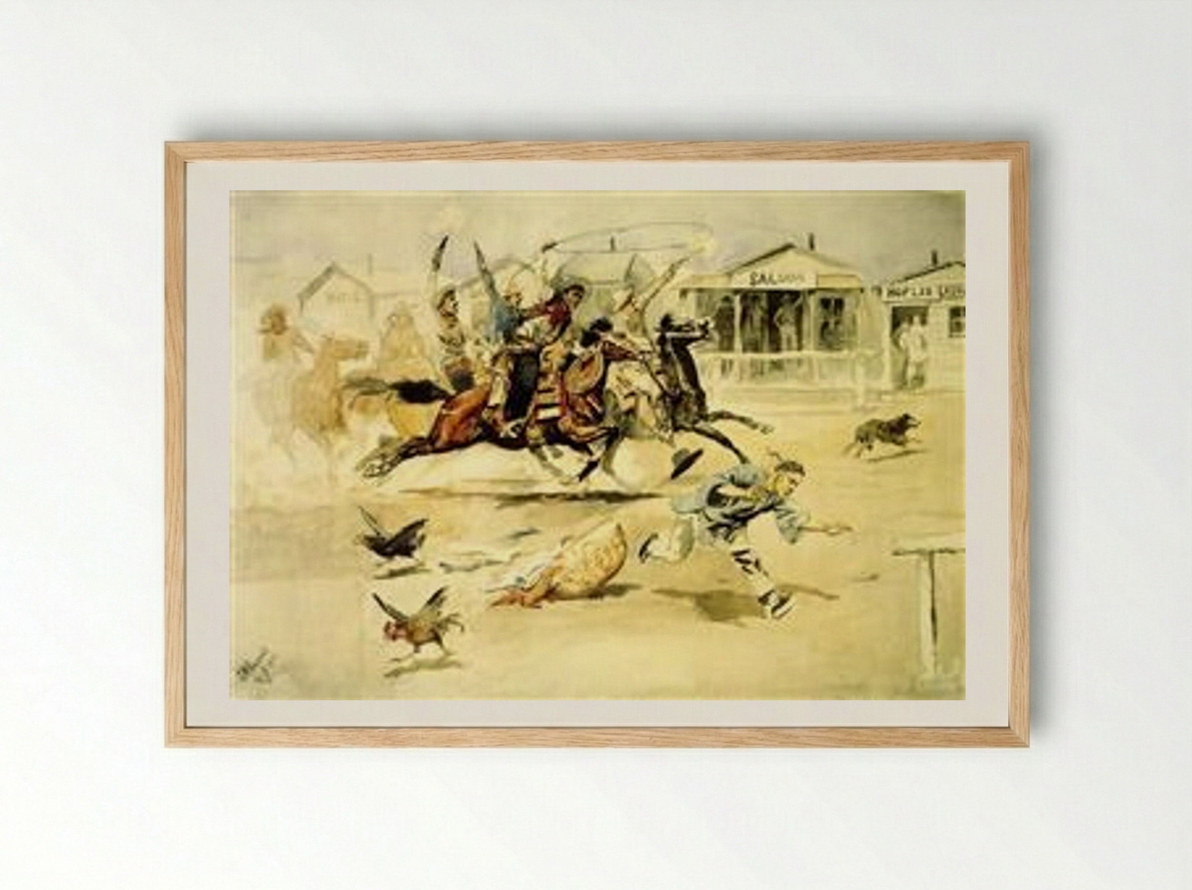 Whooping It Up - Charles M. Russell - Framed Print Wood