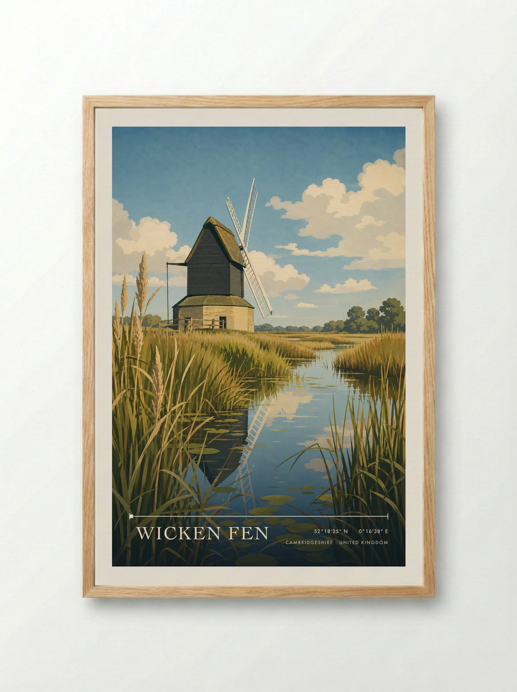 Wicken Fen Cambridgeshire United Kingdom Travel Poster - Framed Print Wood