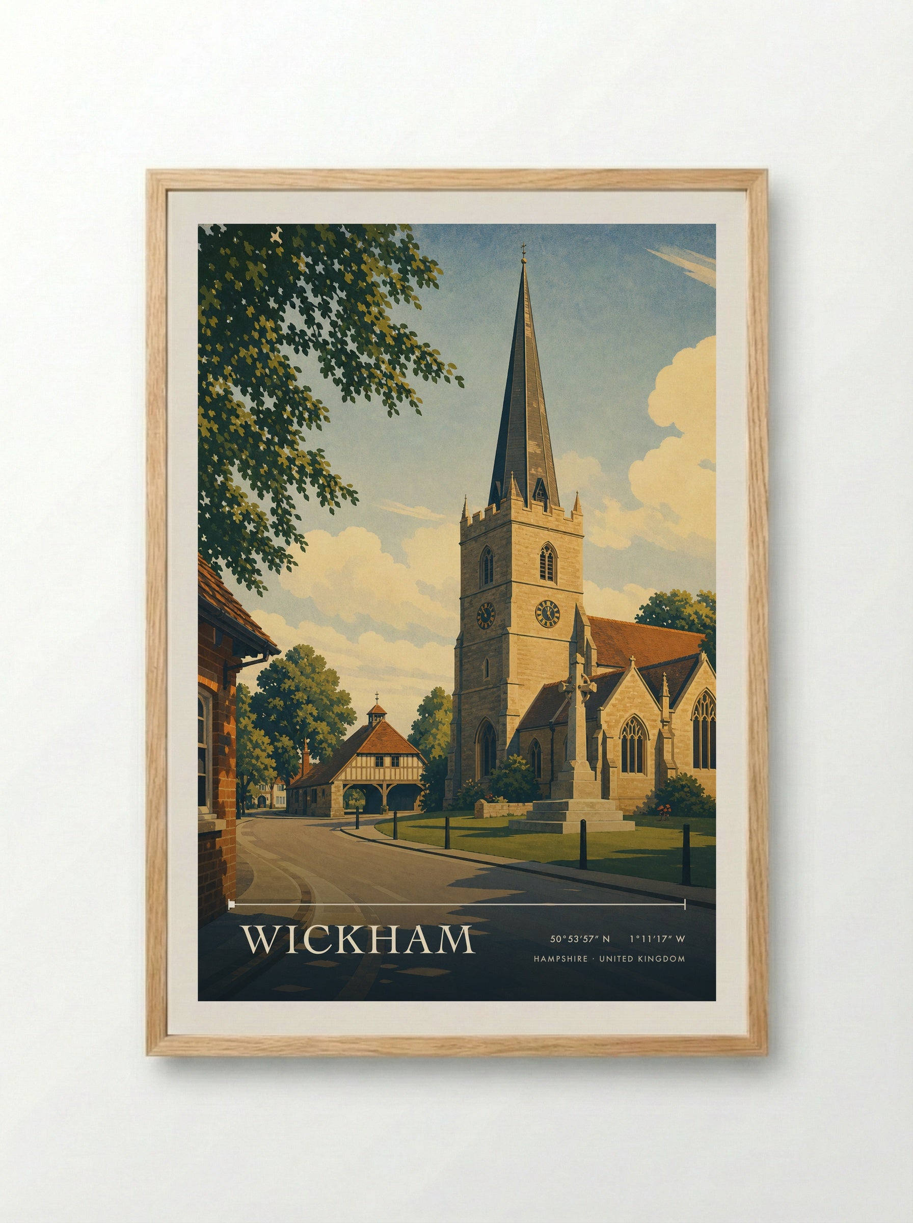 Wickham Hampshire United Kingdom Travel Poster - Framed Print Wood