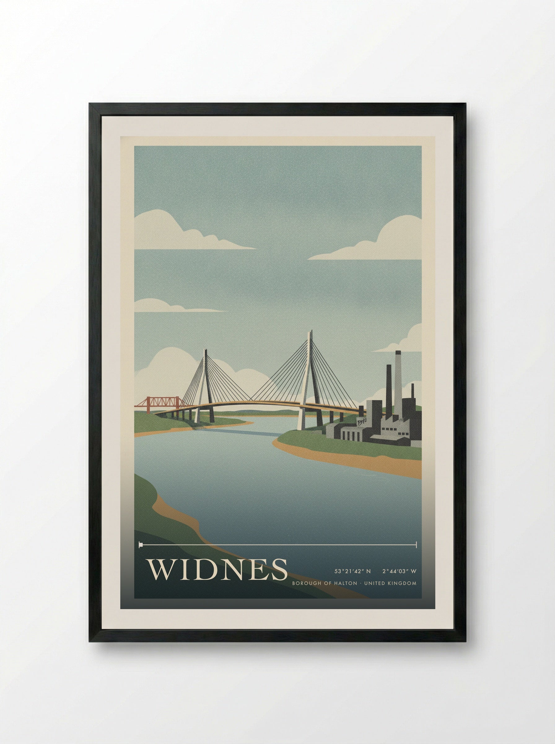 Widnes Borough of Halton United Kingdom Travel Poster - Framed Print Black