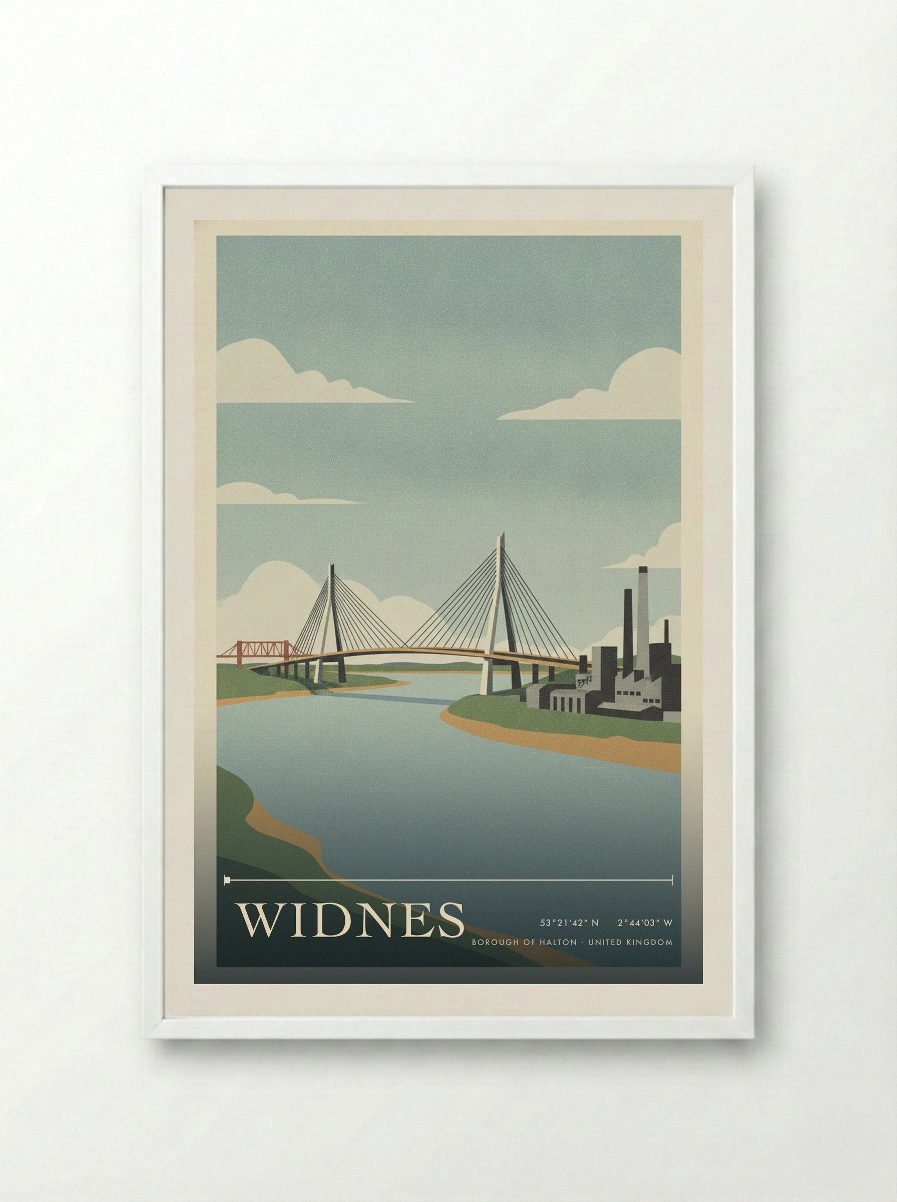 Widnes Borough of Halton United Kingdom Travel Poster - Framed Print White