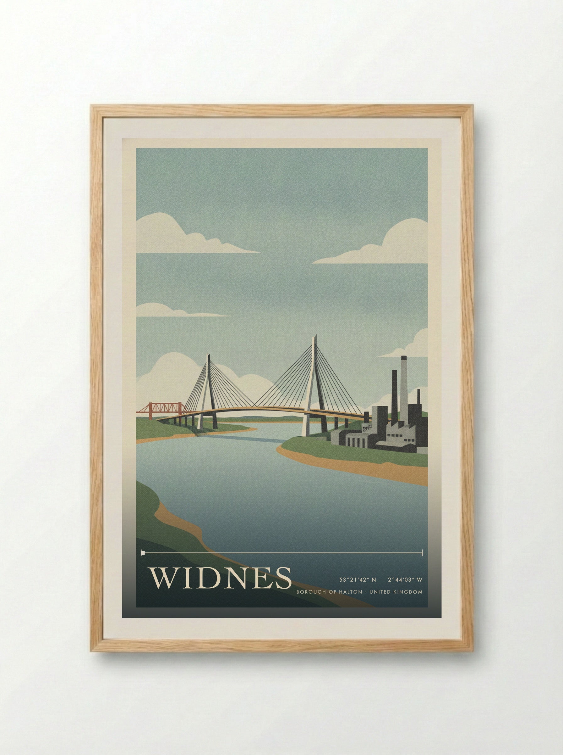 Widnes Borough of Halton United Kingdom Travel Poster - Framed Print Wood