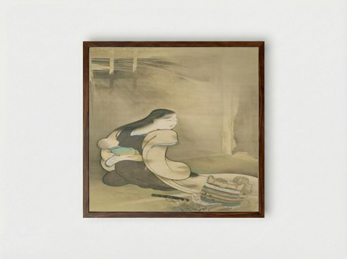Widow and Orphan - Hishida Shunso - Framed Print Dark Wood