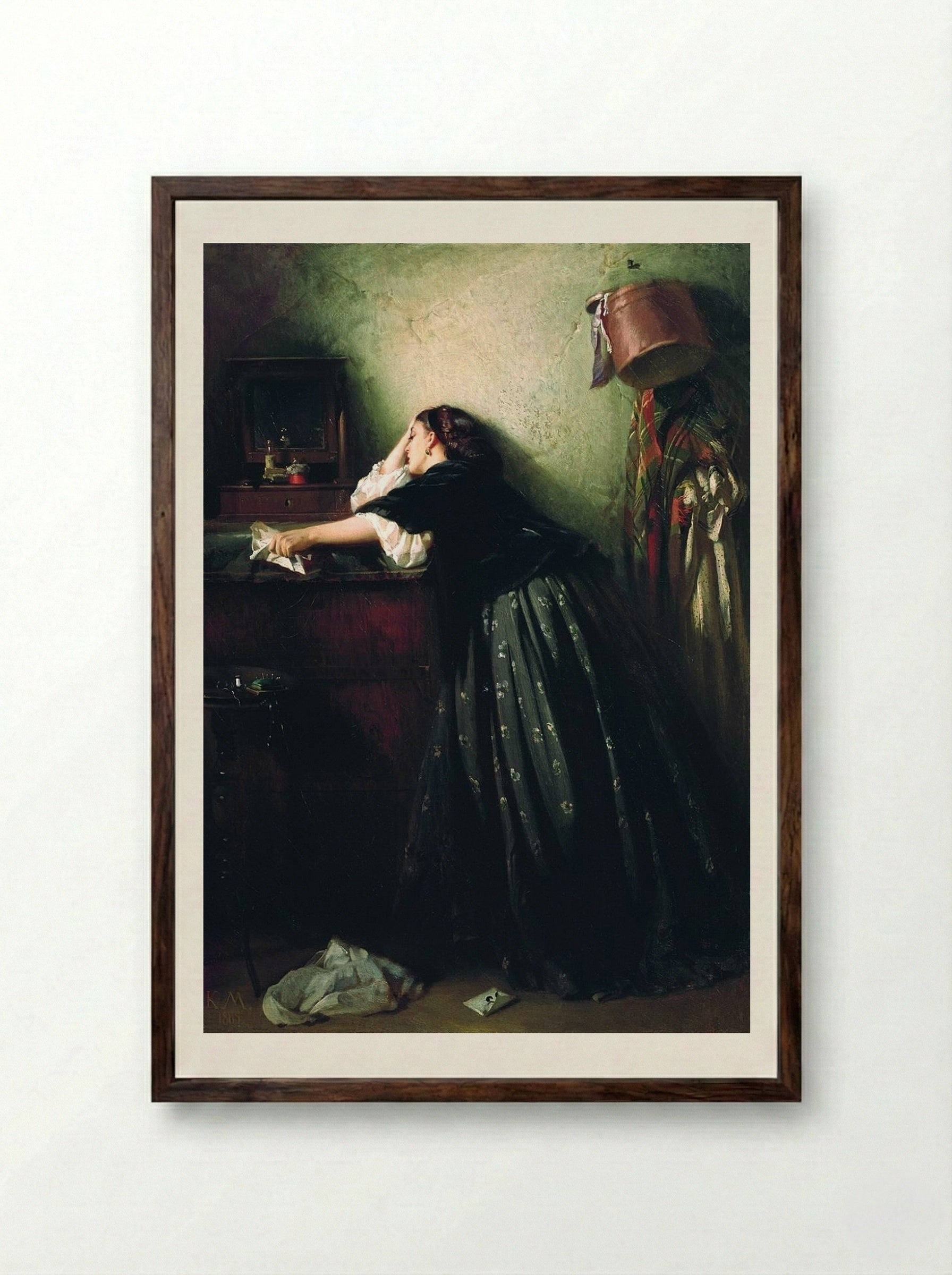 Widow - Konstantin Makovsky - Framed Print Dark Wood