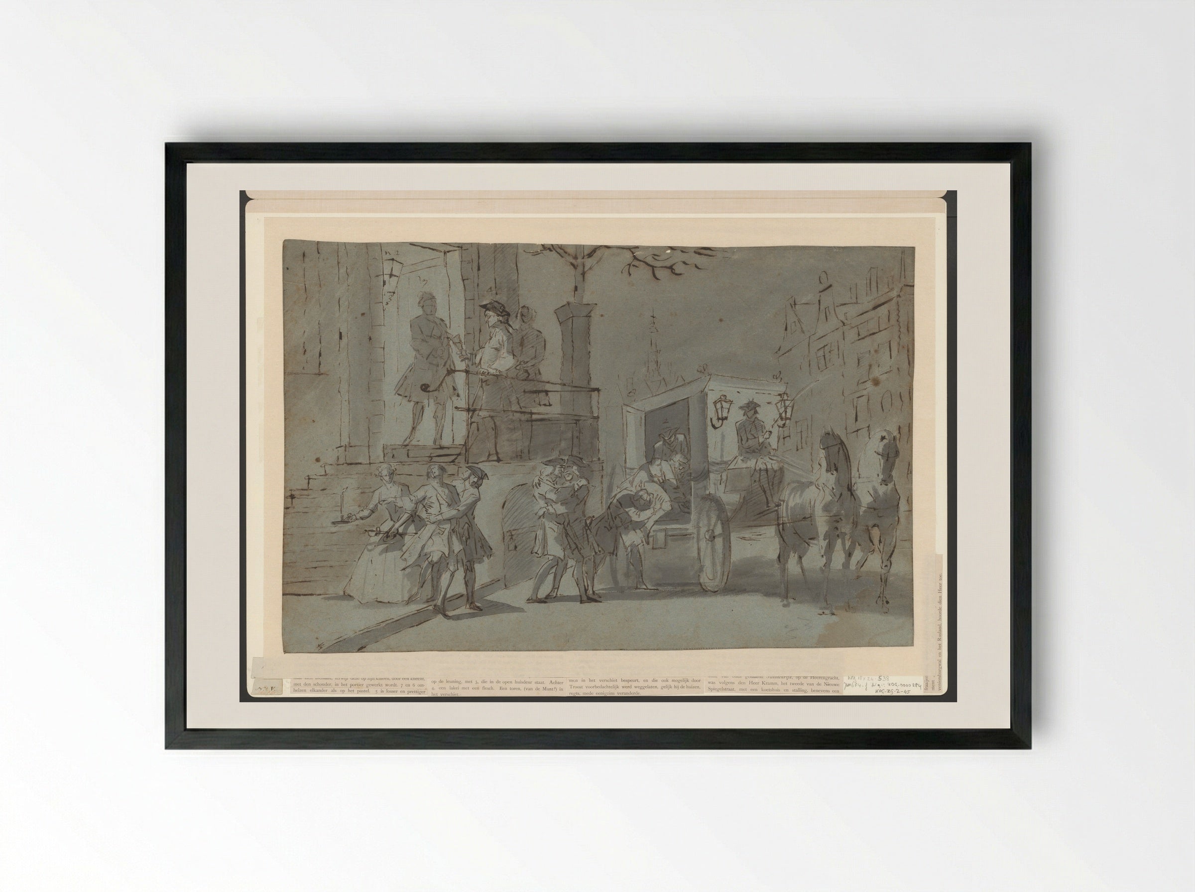 Wie nog kon lopen ging heen, wie dat niet meer kon, viel om - Cornelis Troost - Framed Print Black