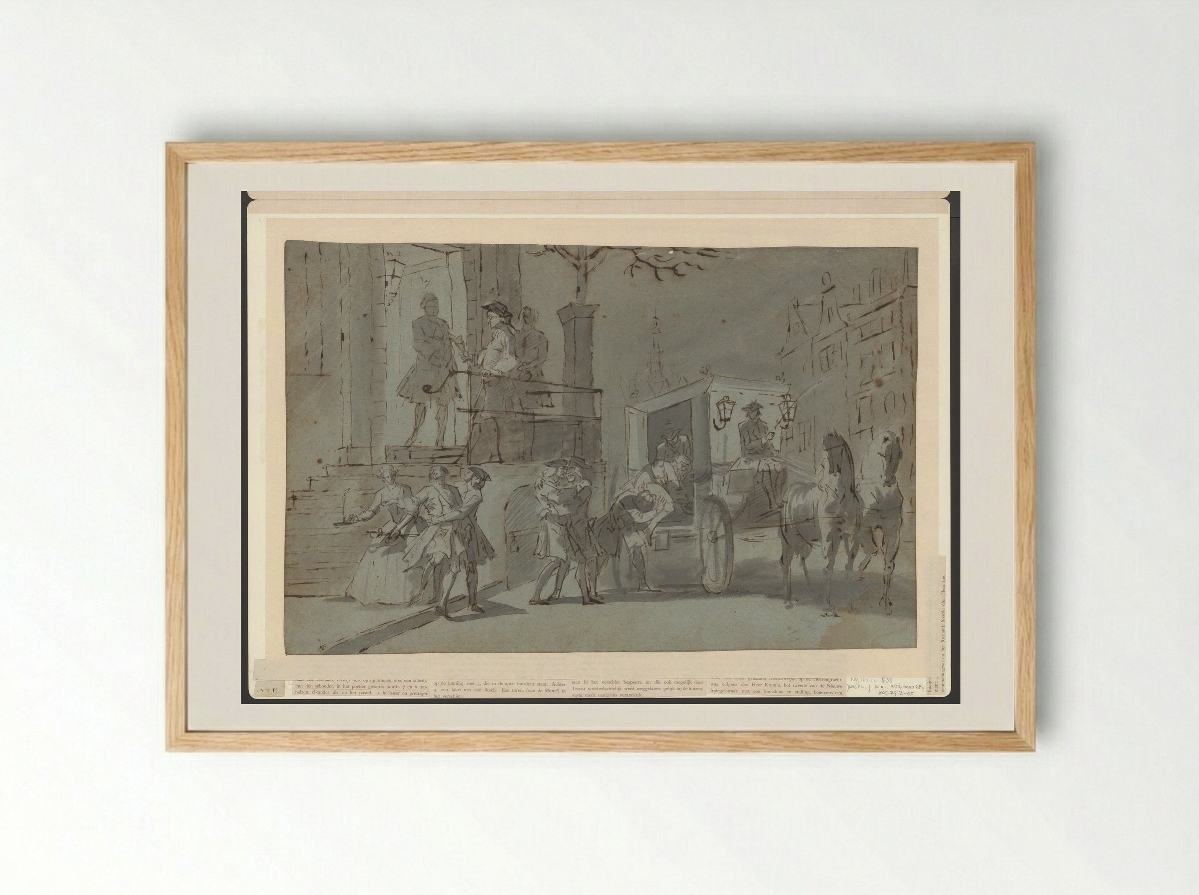 Wie nog kon lopen ging heen, wie dat niet meer kon, viel om - Cornelis Troost - Framed Print Wood