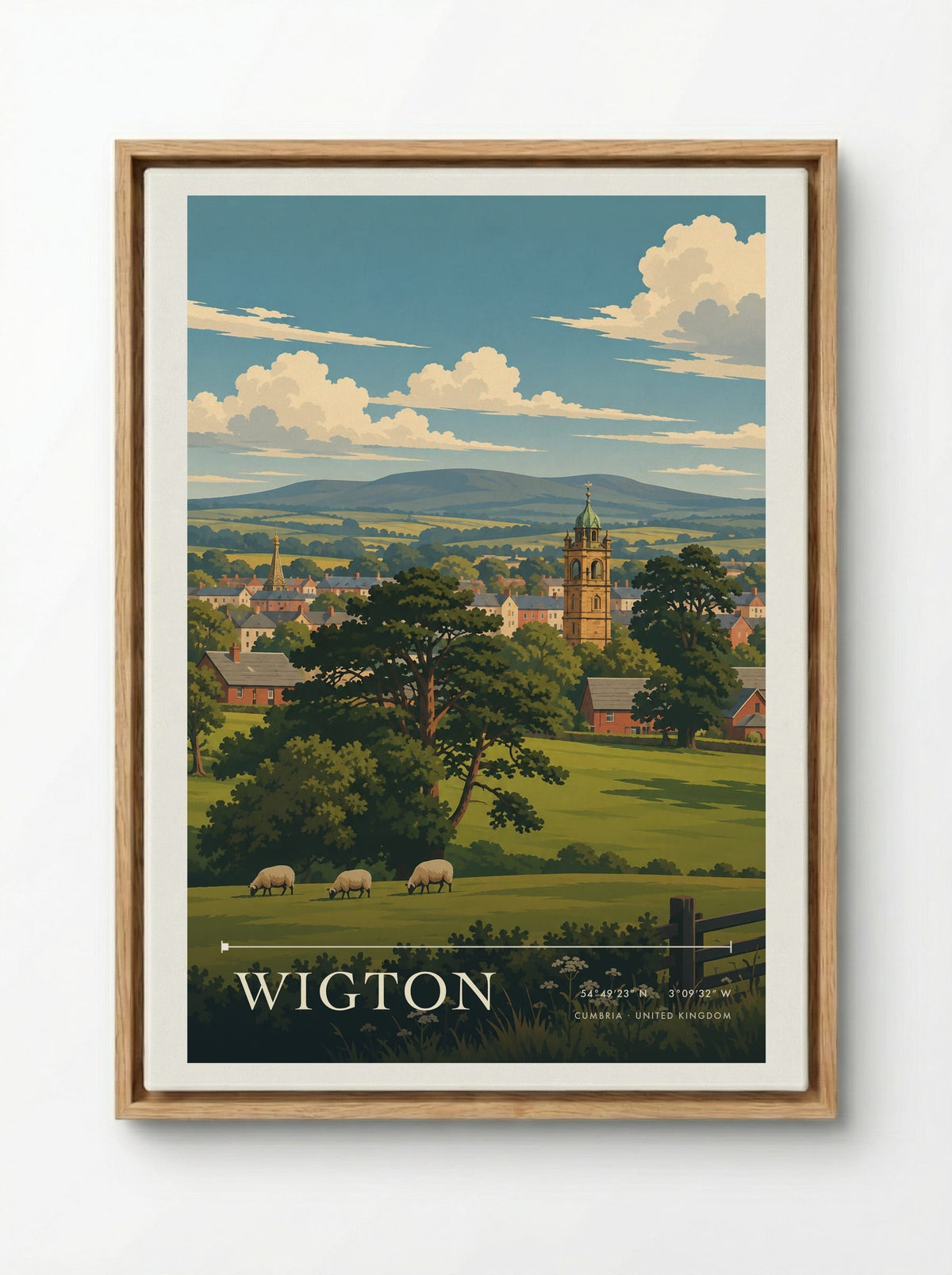 Wigton, Cumbria | Travel Poster - Framed Canvas Wood