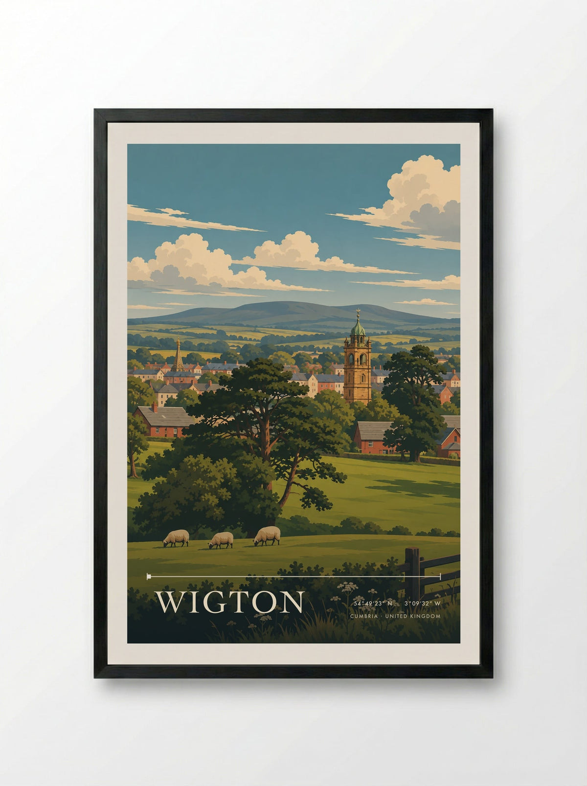 Wigton, Cumbria | Travel Poster - Framed Print Black