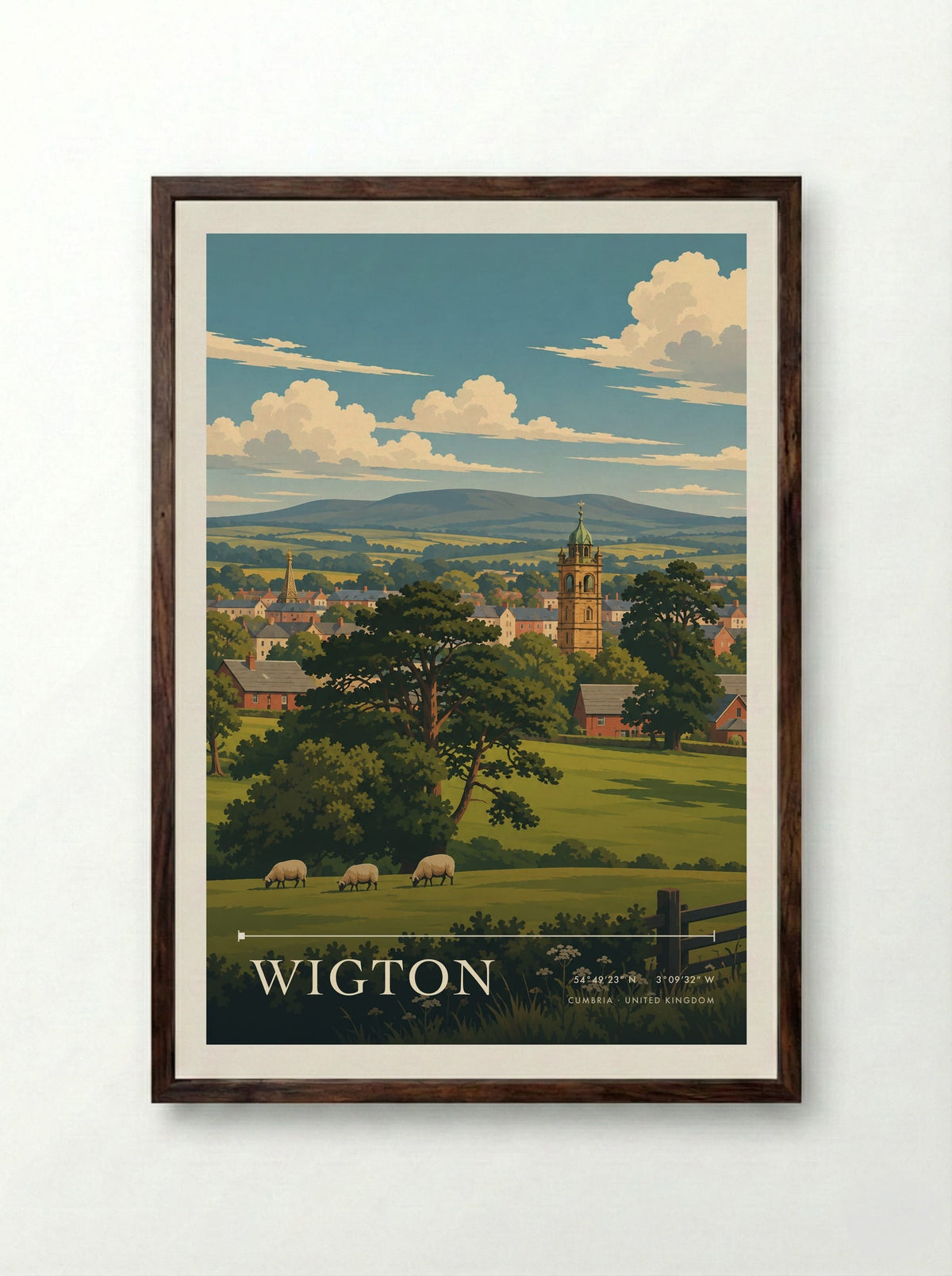 Wigton, Cumbria | Travel Poster - Framed Print Dark Wood