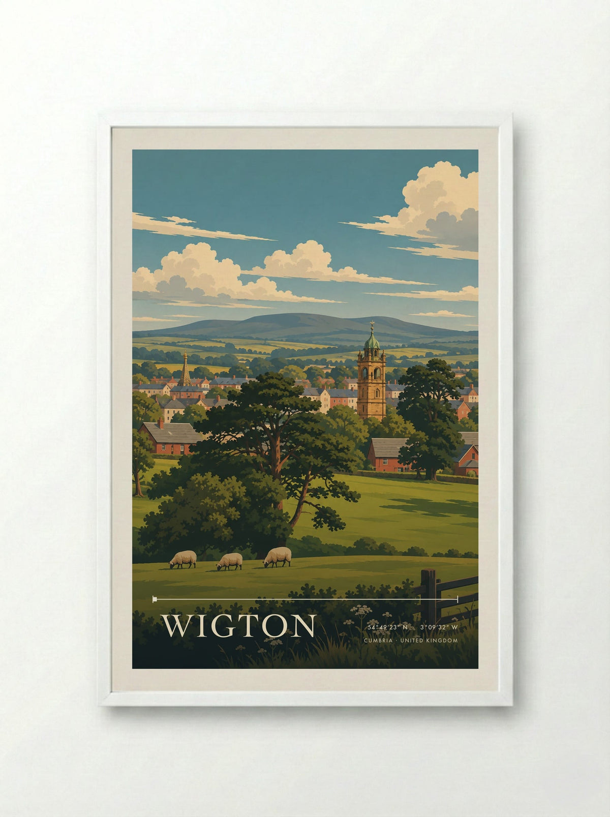 Wigton, Cumbria | Travel Poster - Framed Print White