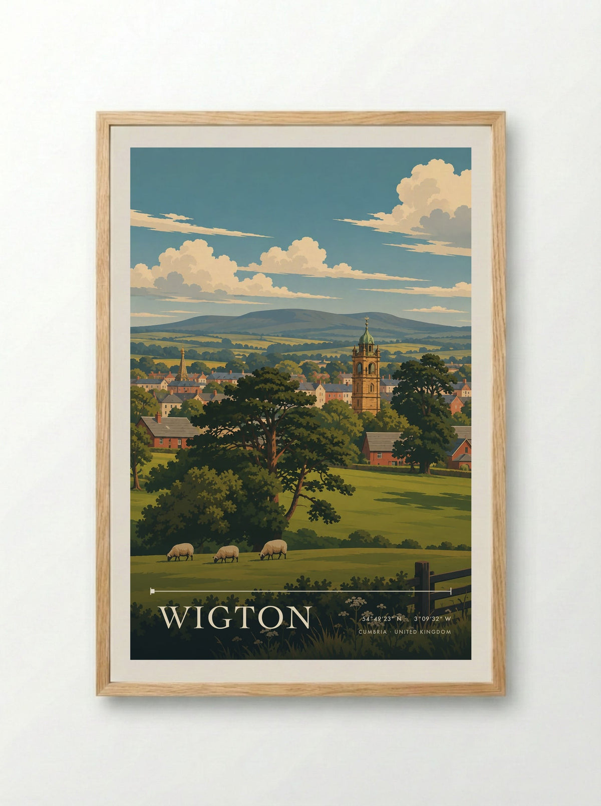 Wigton, Cumbria | Travel Poster - Framed Print Wood
