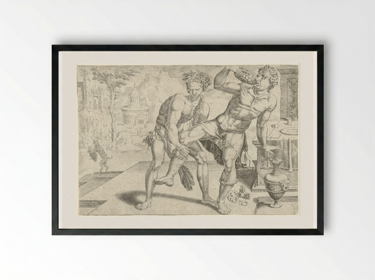 Wijn brengt de mens uit balans - Dirck Volckertsz. Coornhert - Framed Print Black