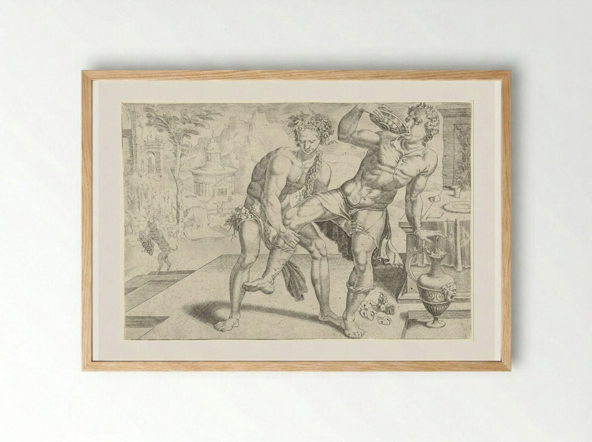 Wijn brengt de mens uit balans - Dirck Volckertsz. Coornhert - Framed Print Wood
