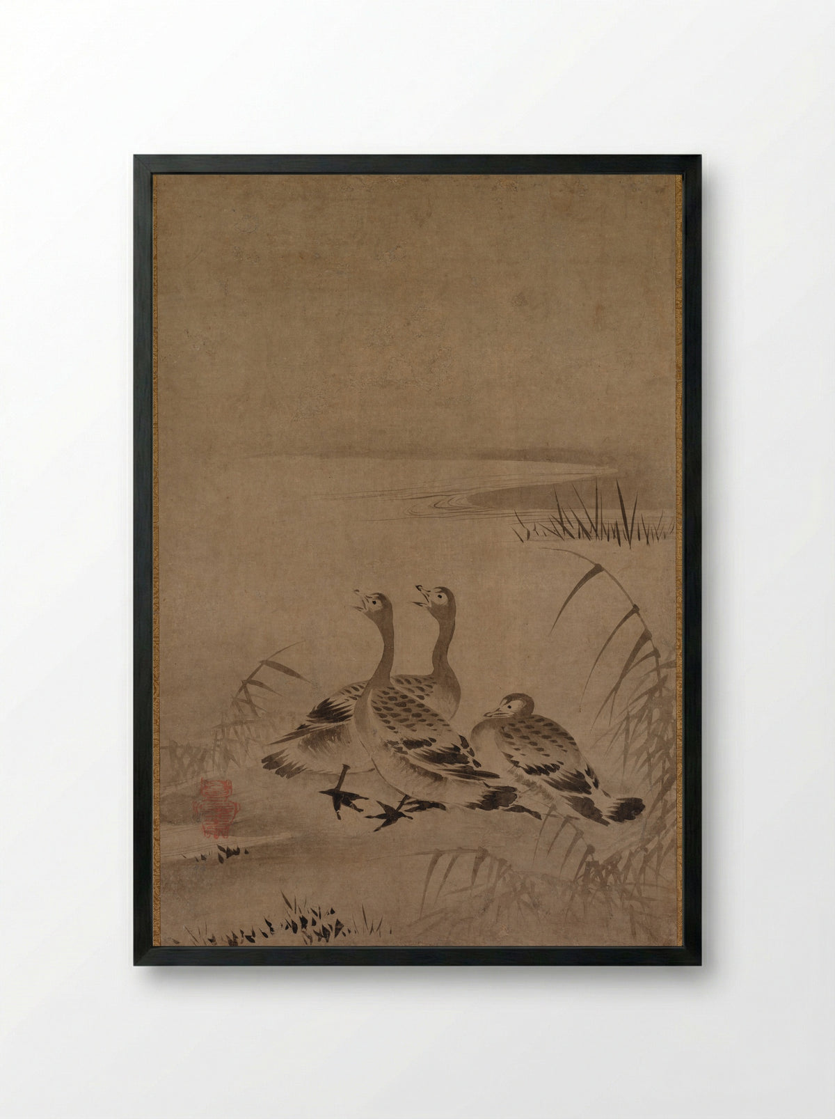 Wild Geese - Chōkichi - Framed Print Black