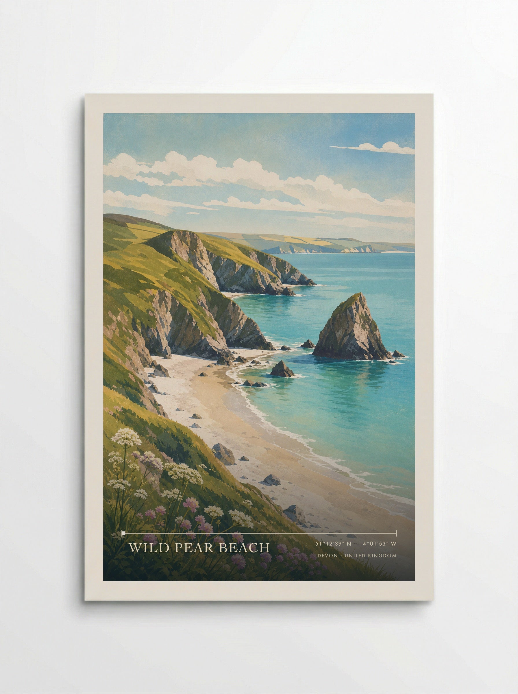 Wild Pear Beach Devon United Kingdom Travel Poster - Poster