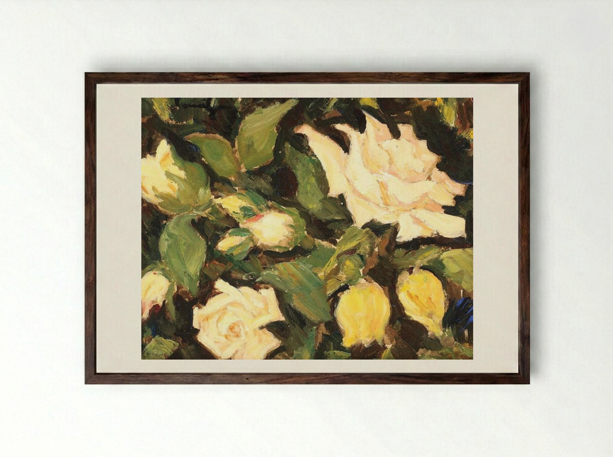 Wild Roses - Nicolae Tonitza - Framed Print Dark Wood