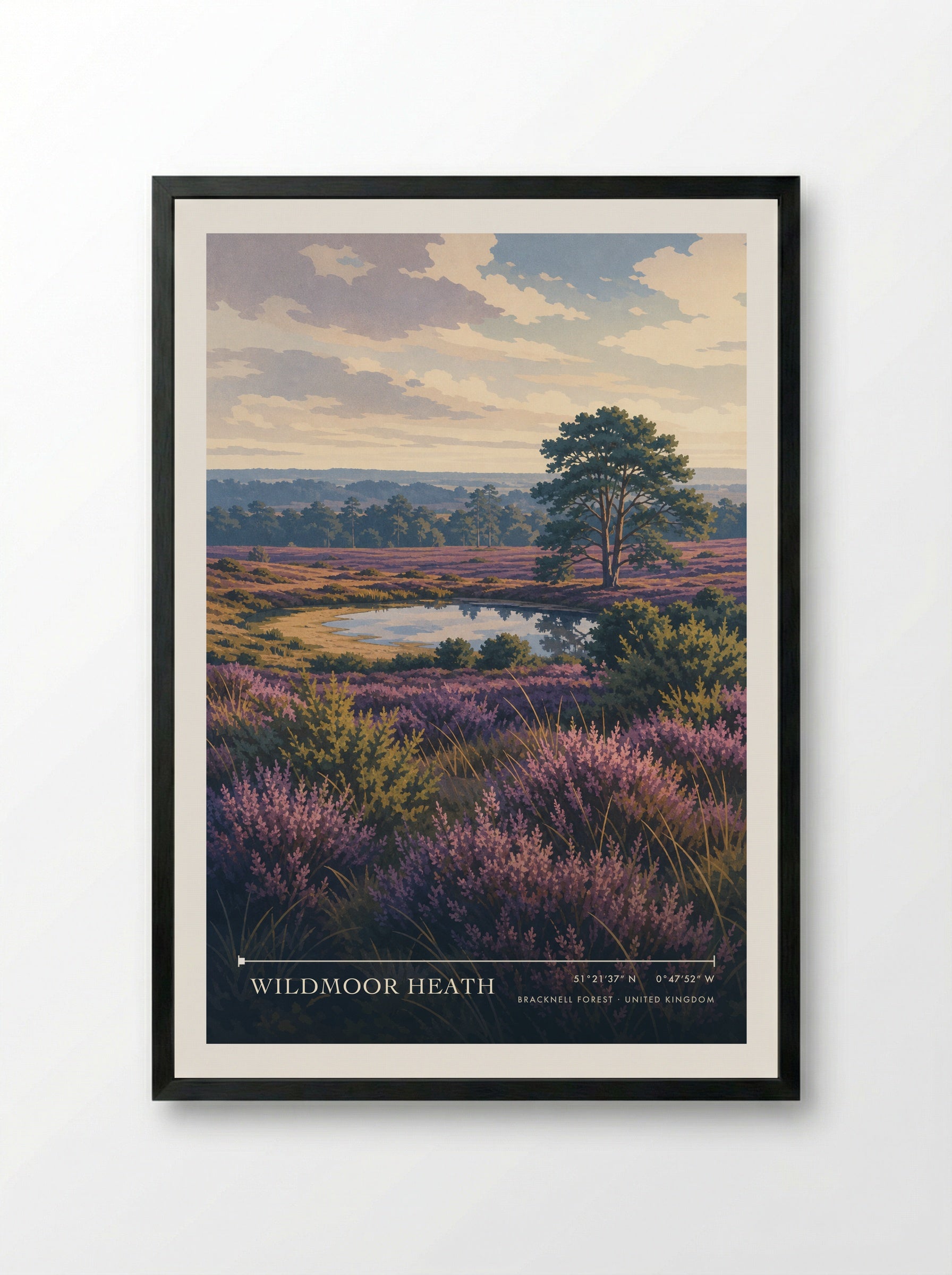 Wildmoor Heath Bracknell Forest United Kingdom Travel Poster - Framed Print Black