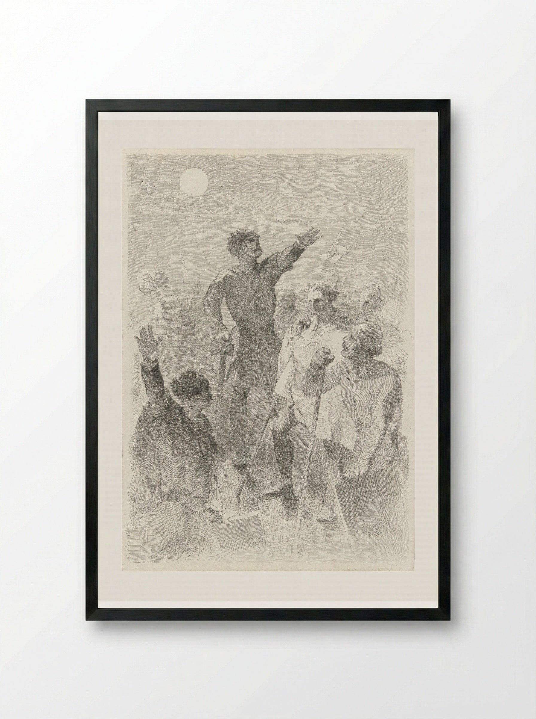 Wilfried omringd door zijn krijgers - Charles Rochussen - Framed Print Black