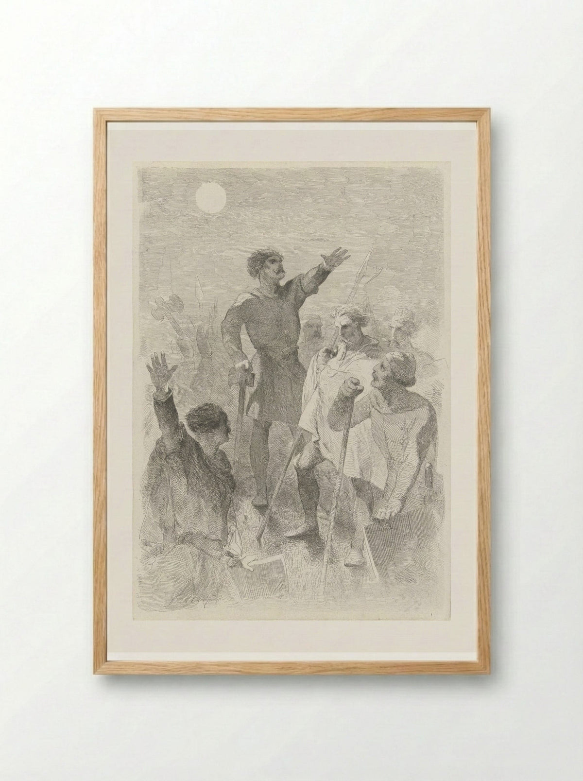 Wilfried omringd door zijn krijgers - Charles Rochussen - Framed Print Wood