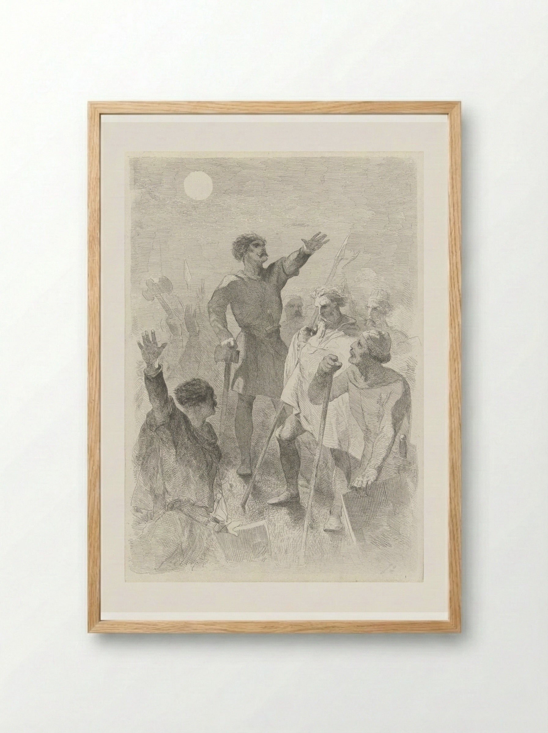 Wilfried omringd door zijn krijgers - Charles Rochussen - Framed Print Wood
