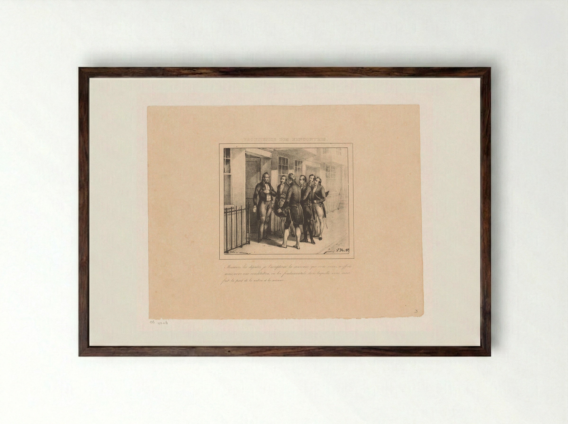 Willem I accepteert op verzoek de Nederlandse kroon - Jean Baptiste Ambroise Marcellin Jobard - Framed Print Dark Wood