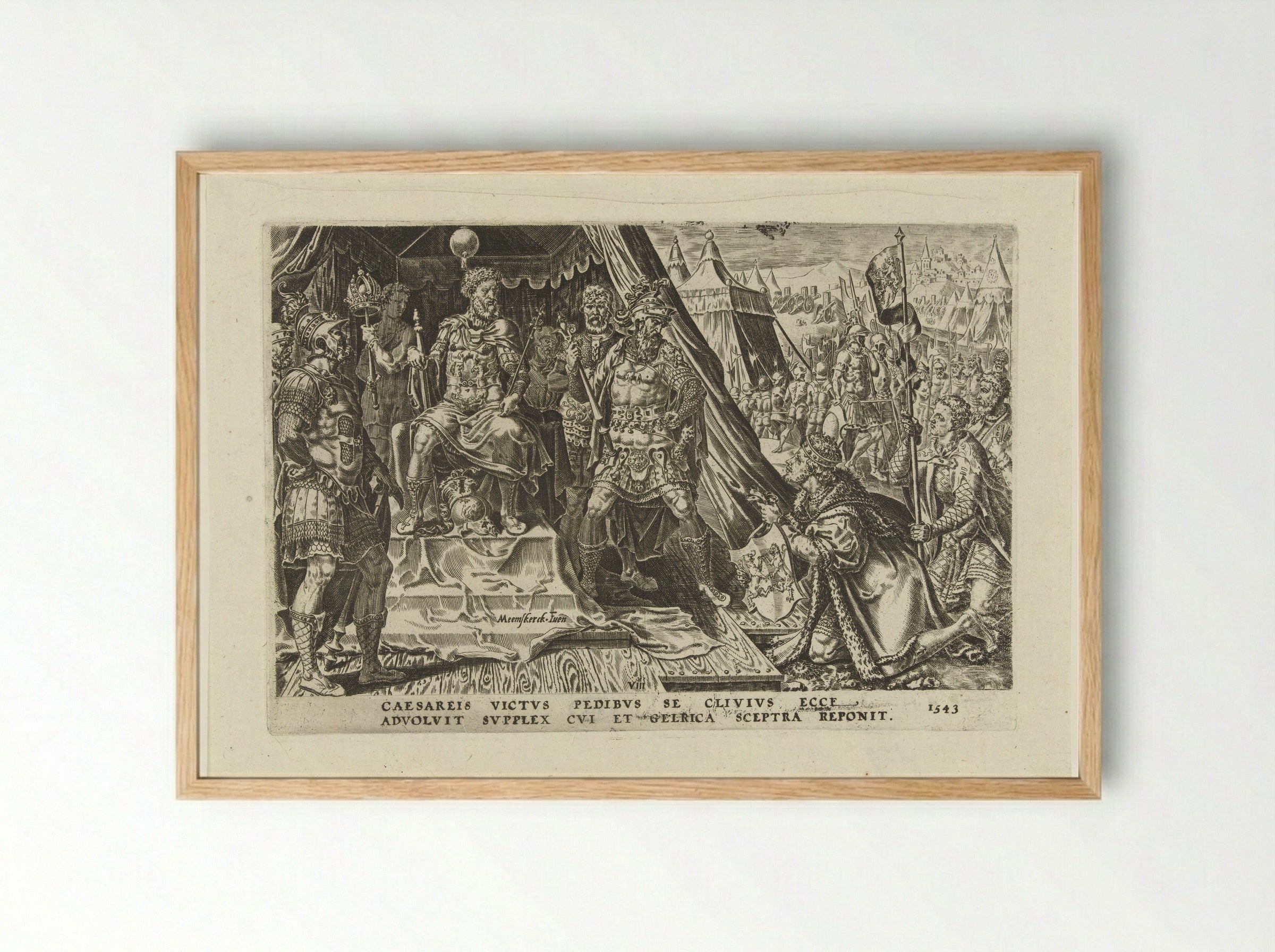Willem II van Gelre onderwerpt zich aan het gezag van keizer Karel V - Dirck Volckertsz. Coornhert - Framed Print Wood