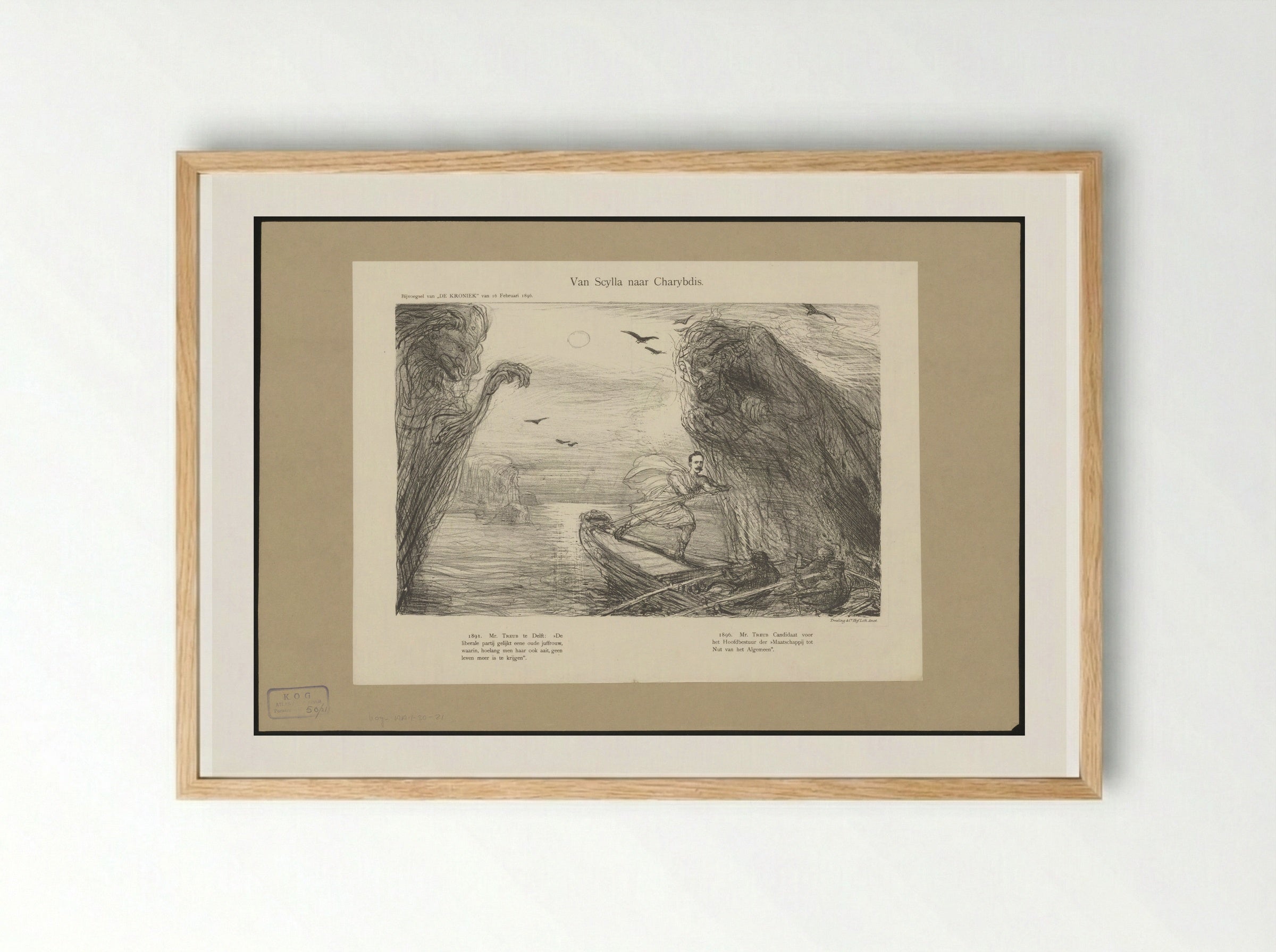 Willem Treub als Odysseus tussen Scylla en Charybdis - Marius Bauer - Framed Print Wood