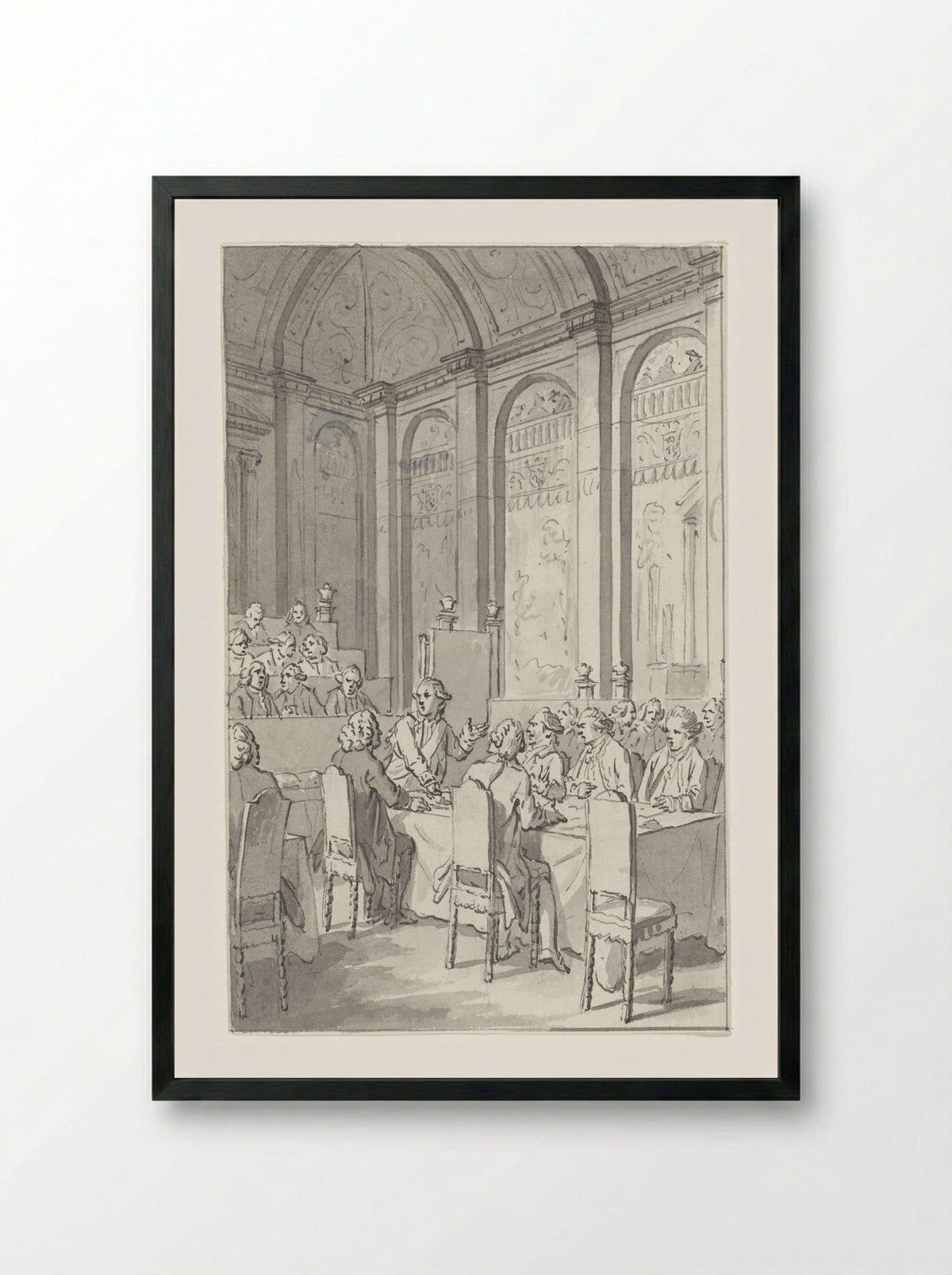 Willem V toont de papieren van Laurens - Jacobus Buys - Framed Print Black