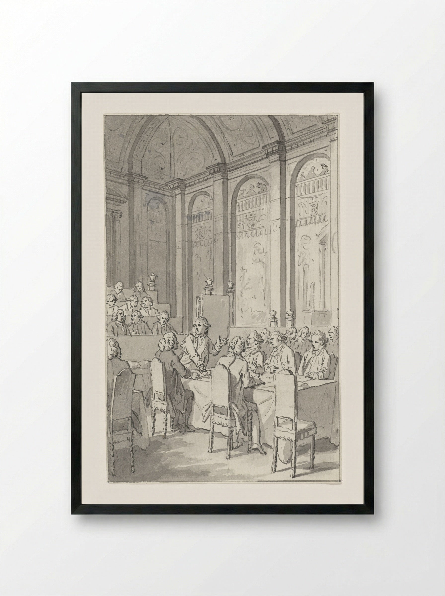 Willem V toont de papieren van Laurens - Jacobus Buys - Framed Print Black