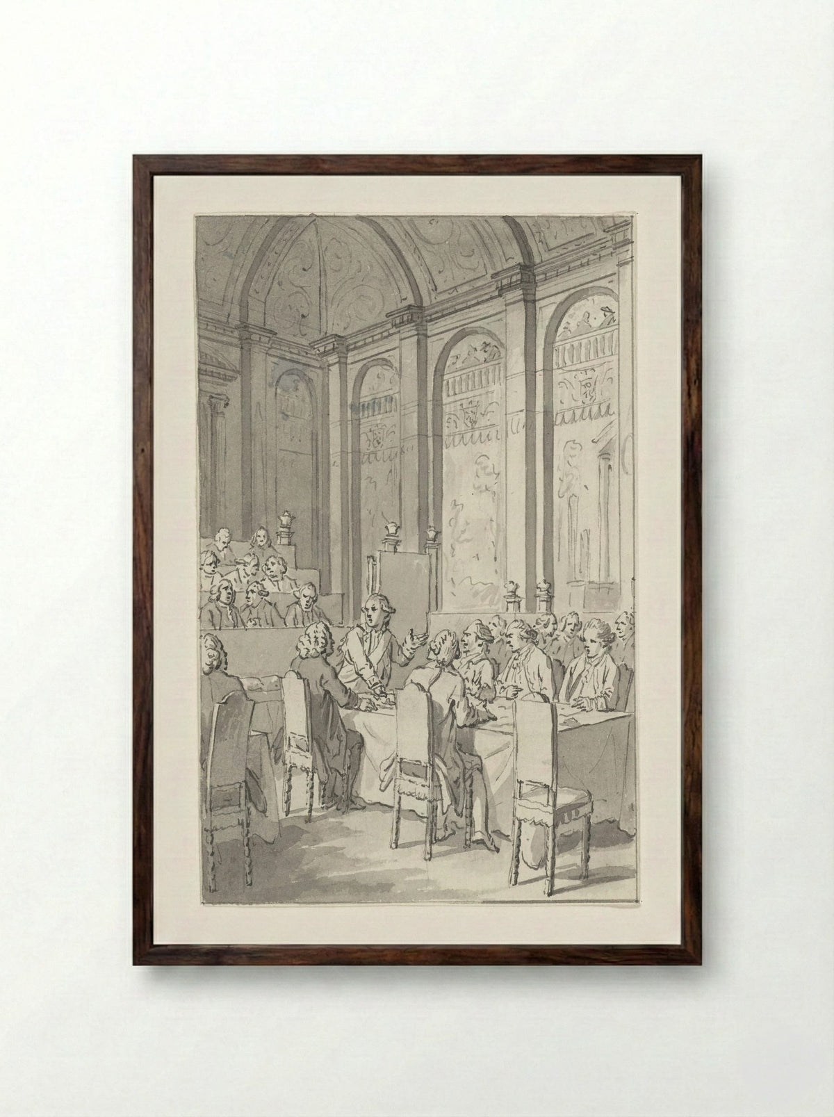 Willem V toont de papieren van Laurens - Jacobus Buys - Framed Print Dark Wood