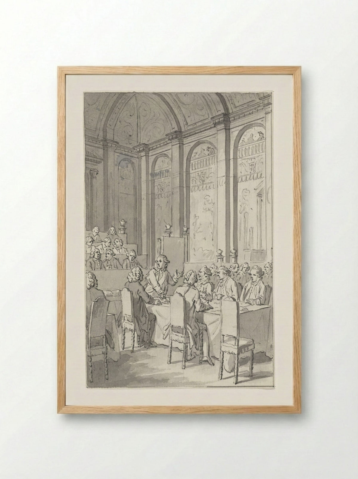 Willem V toont de papieren van Laurens - Jacobus Buys - Framed Print Wood