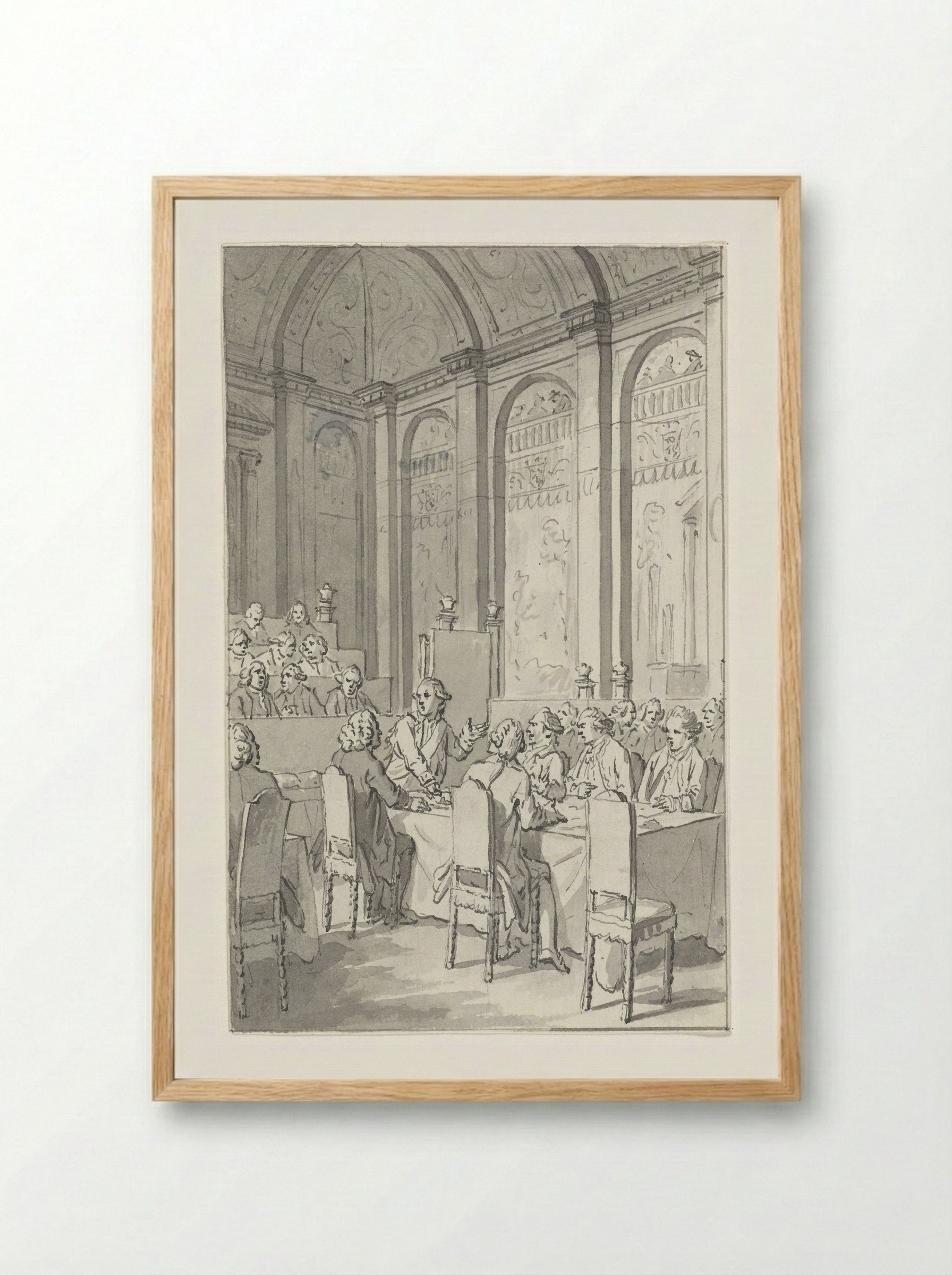 Willem V toont de papieren van Laurens - Jacobus Buys - Framed Print Wood