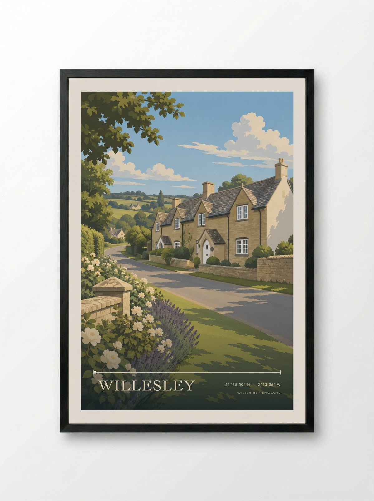 Willesley, Wiltshire | Travel Poster - Framed Print Black